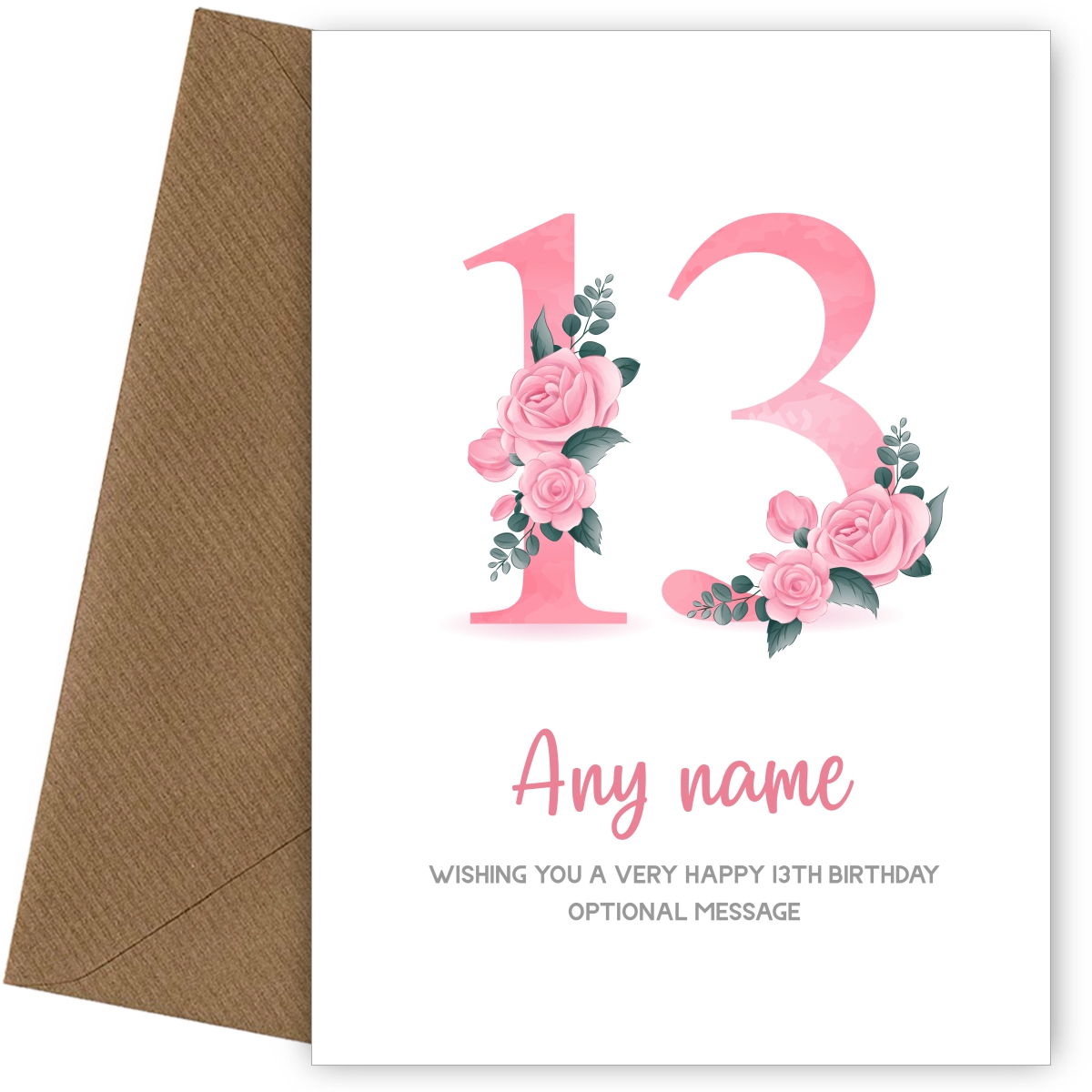 Personalised 13th Birthday Card for Girl - Floral Greeting Cards