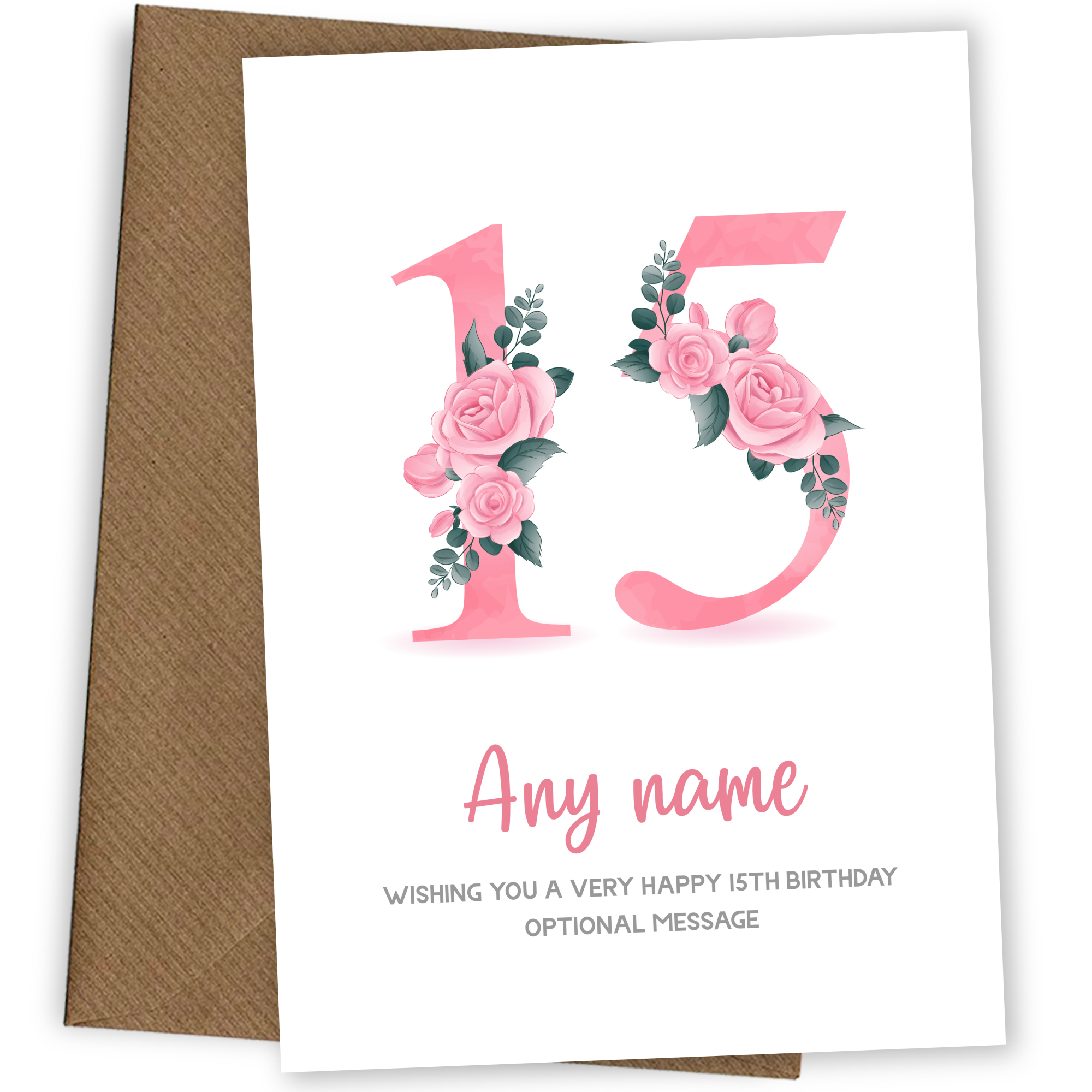 Personalised 15th Birthday Card for Girl - Floral Greeting Cards