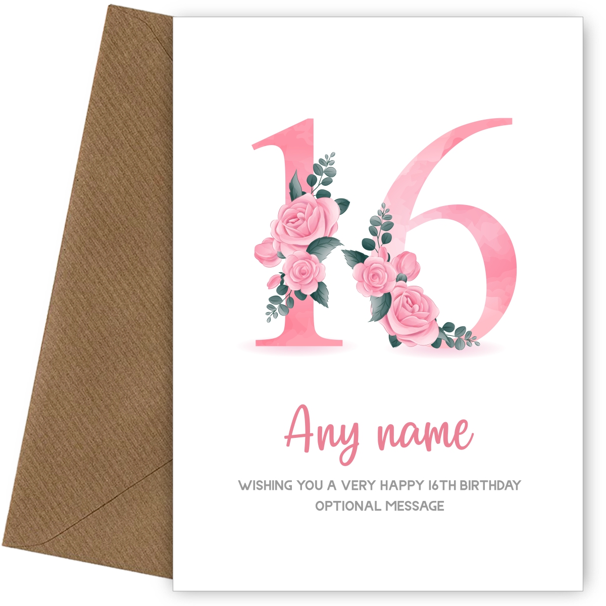Personalised 16th Birthday Card for Girl - Floral Greeting Cards