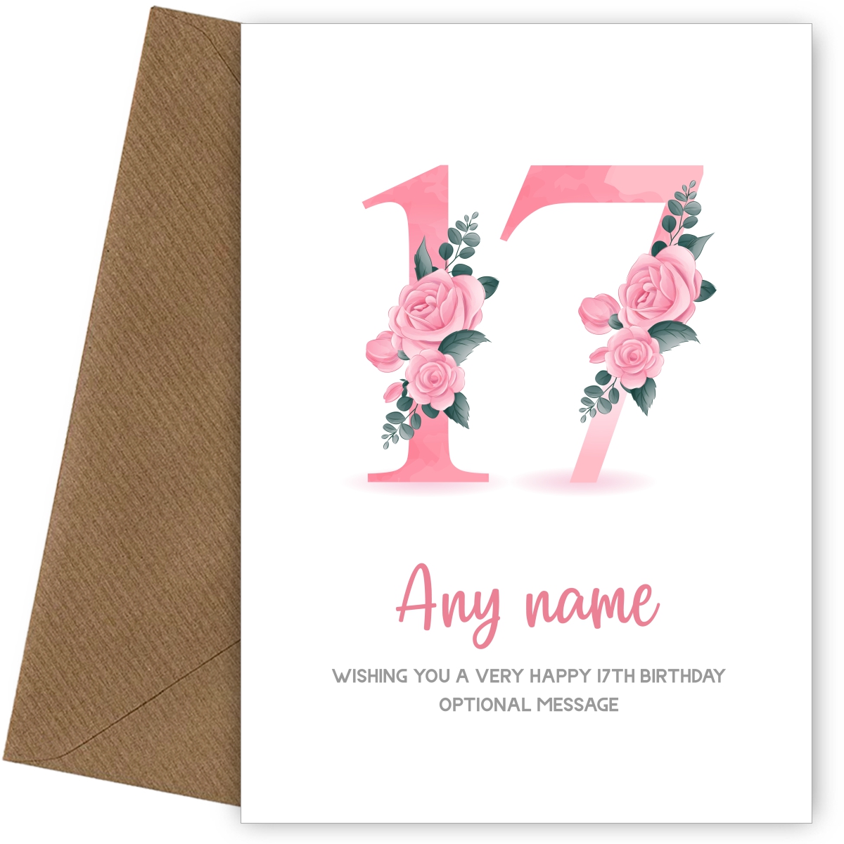 Personalised 17th Birthday Card for Girl - Floral Greeting Cards