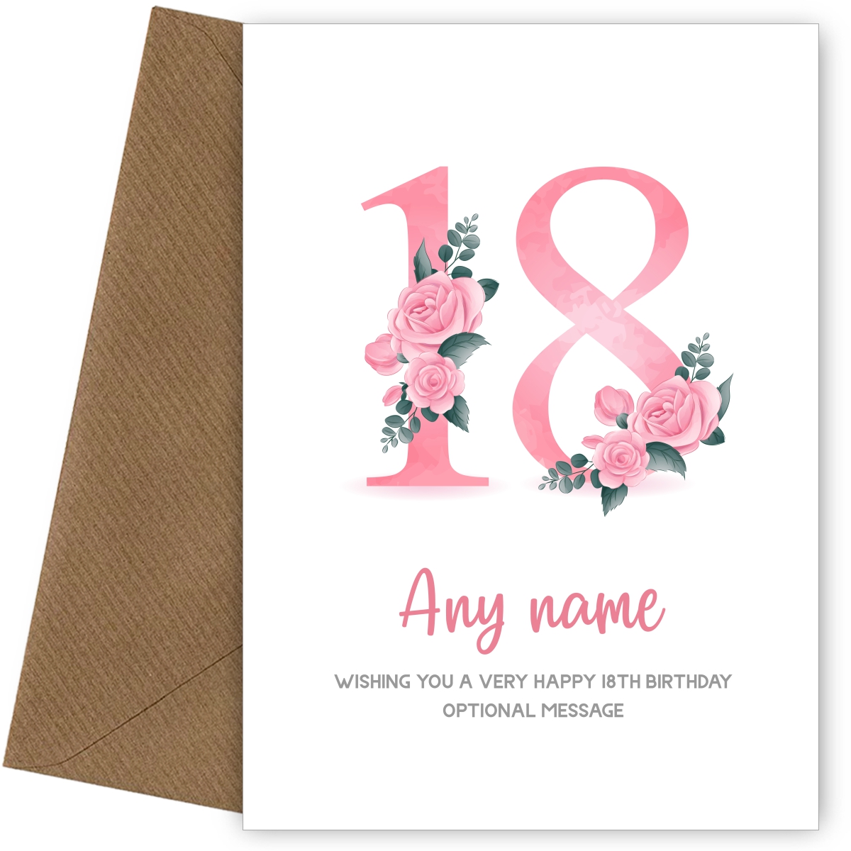 Personalised 18th Birthday Card for Girl - Floral Greeting Cards