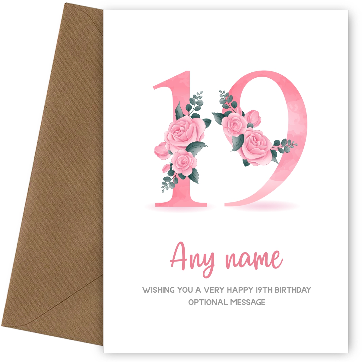 Personalised 19th Birthday Card for Women - Floral Greeting Cards