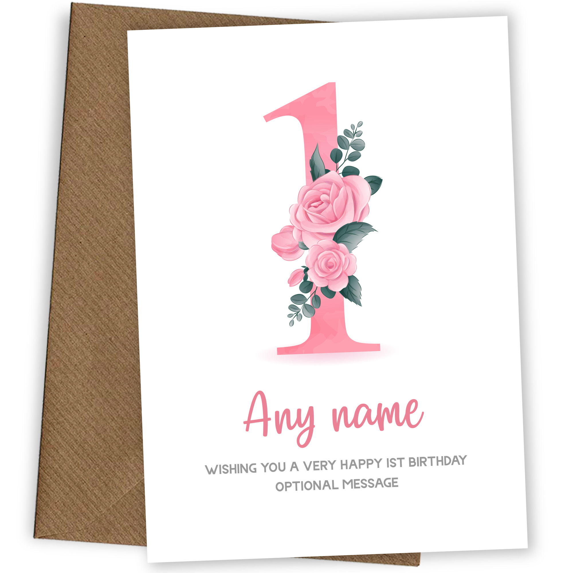 Personalised 1st Birthday Card for Girl - Floral Greeting Cards