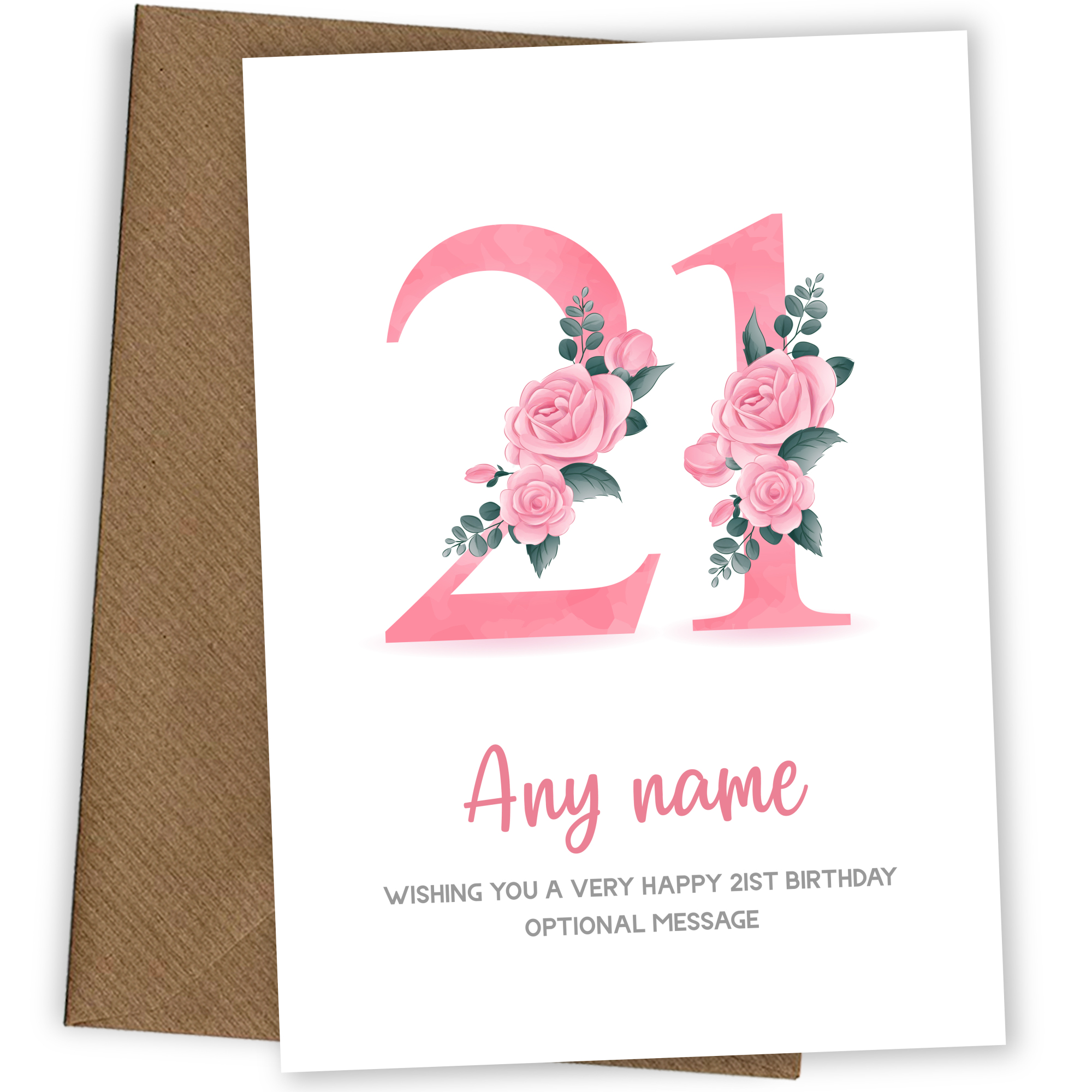Personalised 21st Birthday Card for Women - Floral Greeting Cards