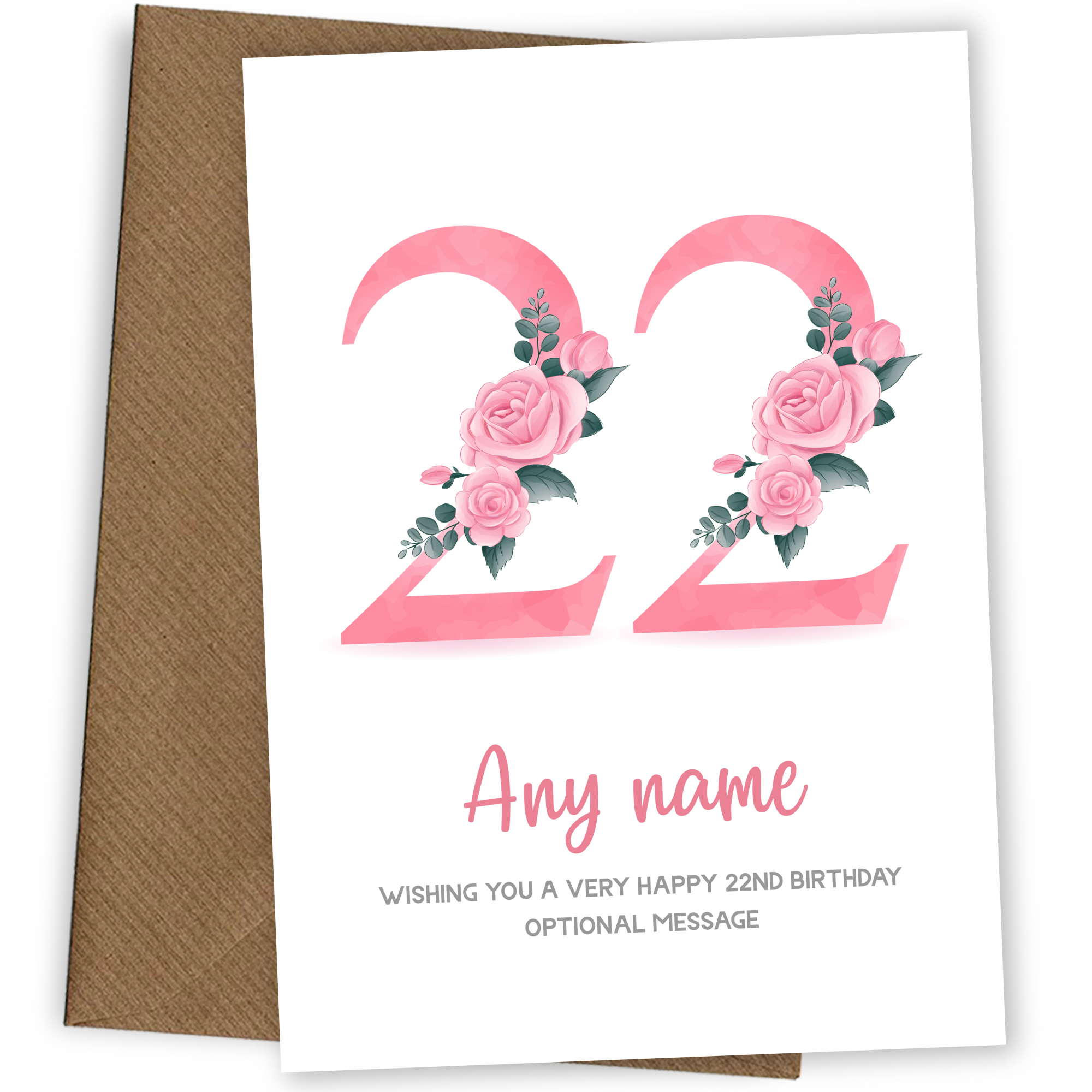 Personalised 22nd Birthday Card for Women - Floral Greeting Cards