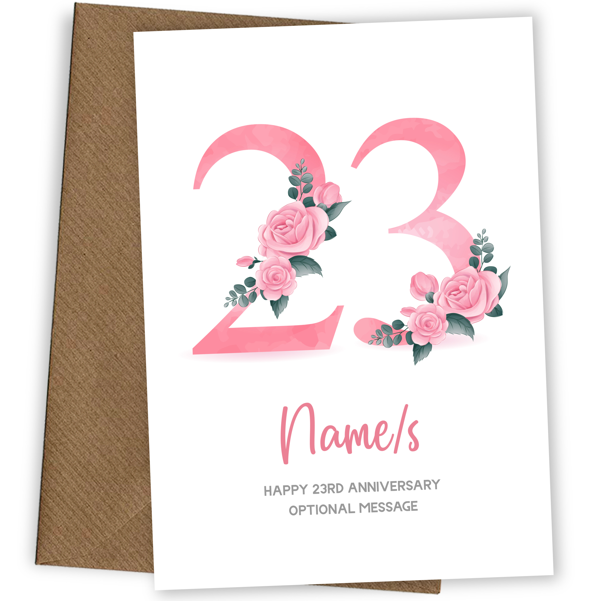23rd Anniversary Card for Wife Husband - Floral Number 23