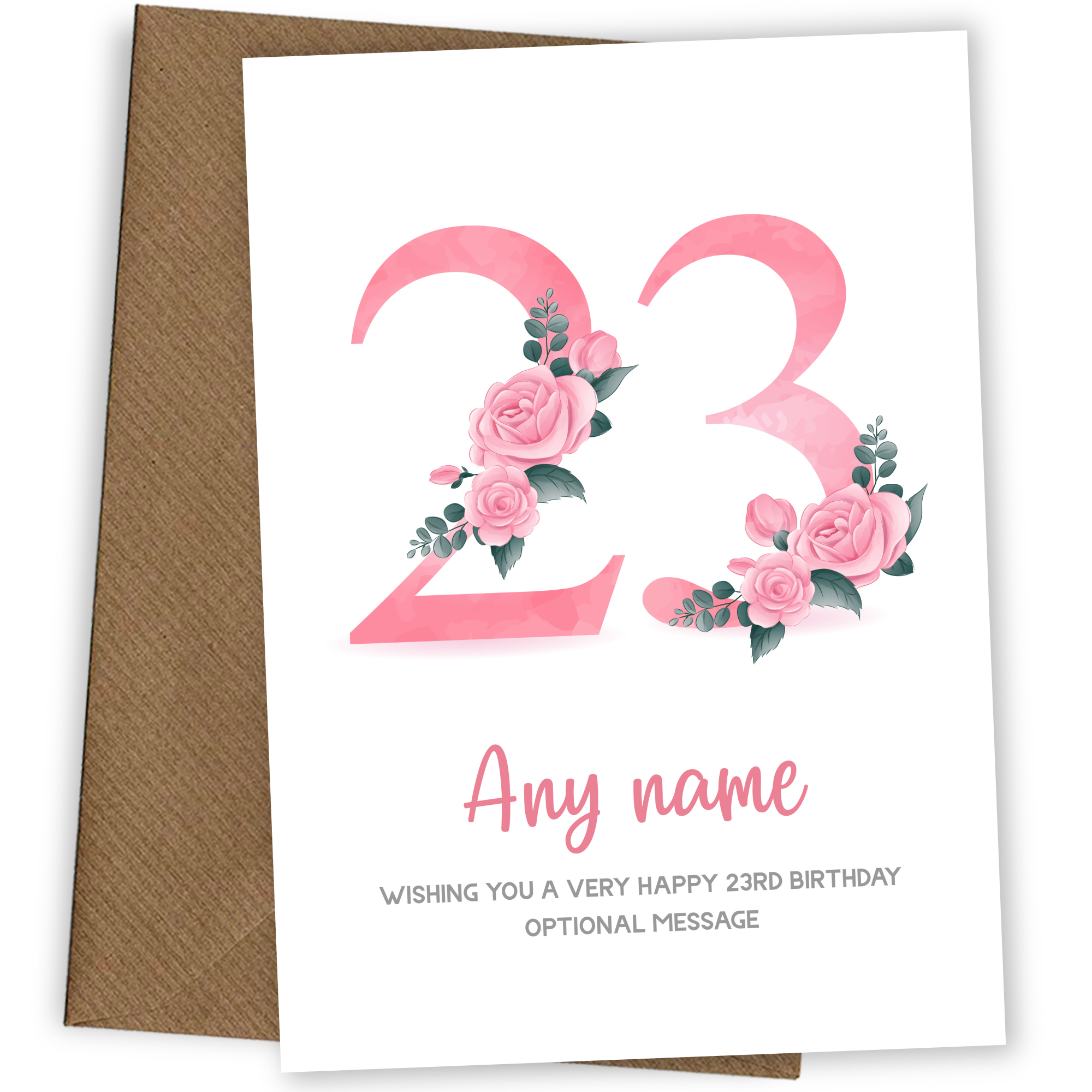 Personalised 23rd Birthday Card for Women - Floral Greeting Cards