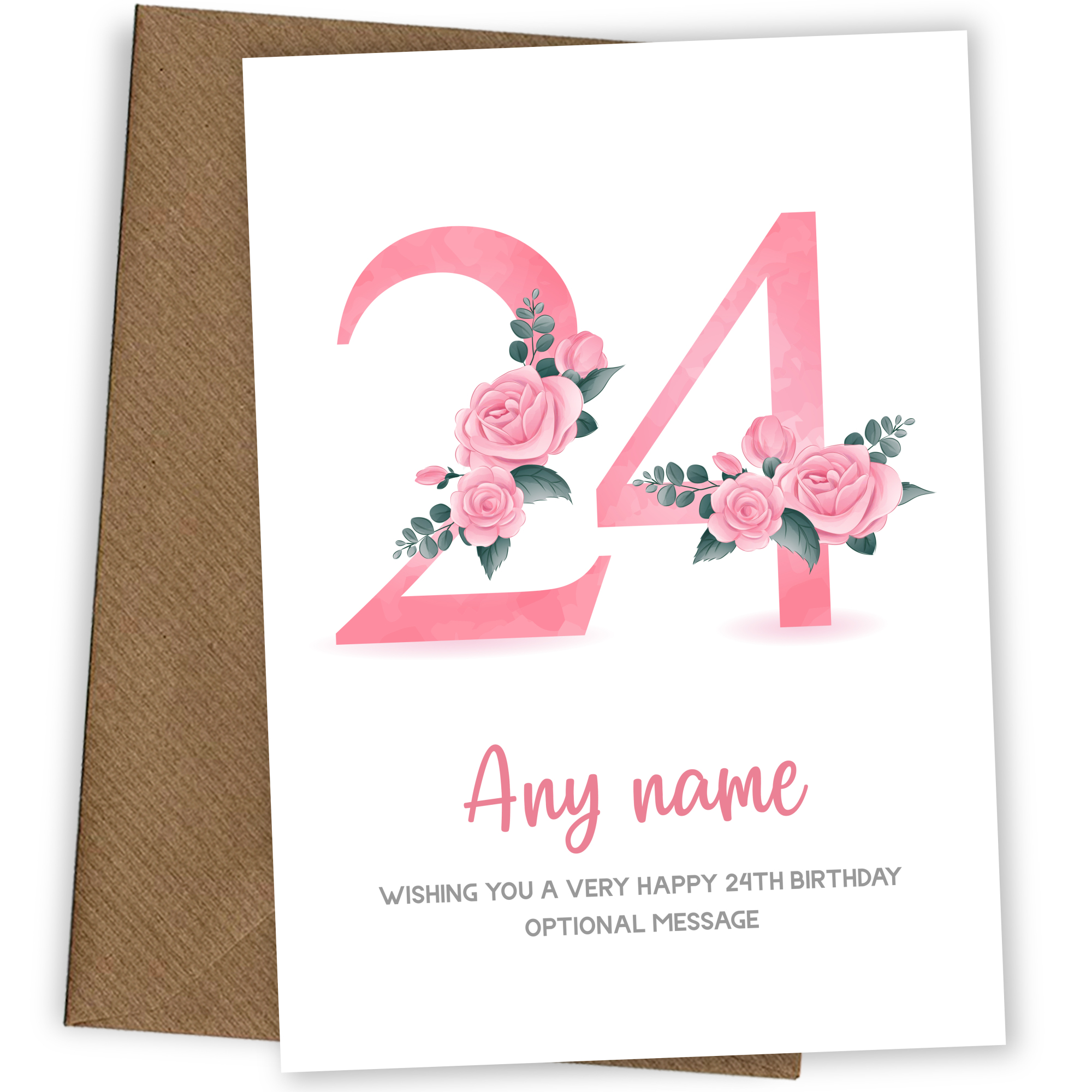 Personalised 24th Birthday Card for Women - Floral Greeting Cards