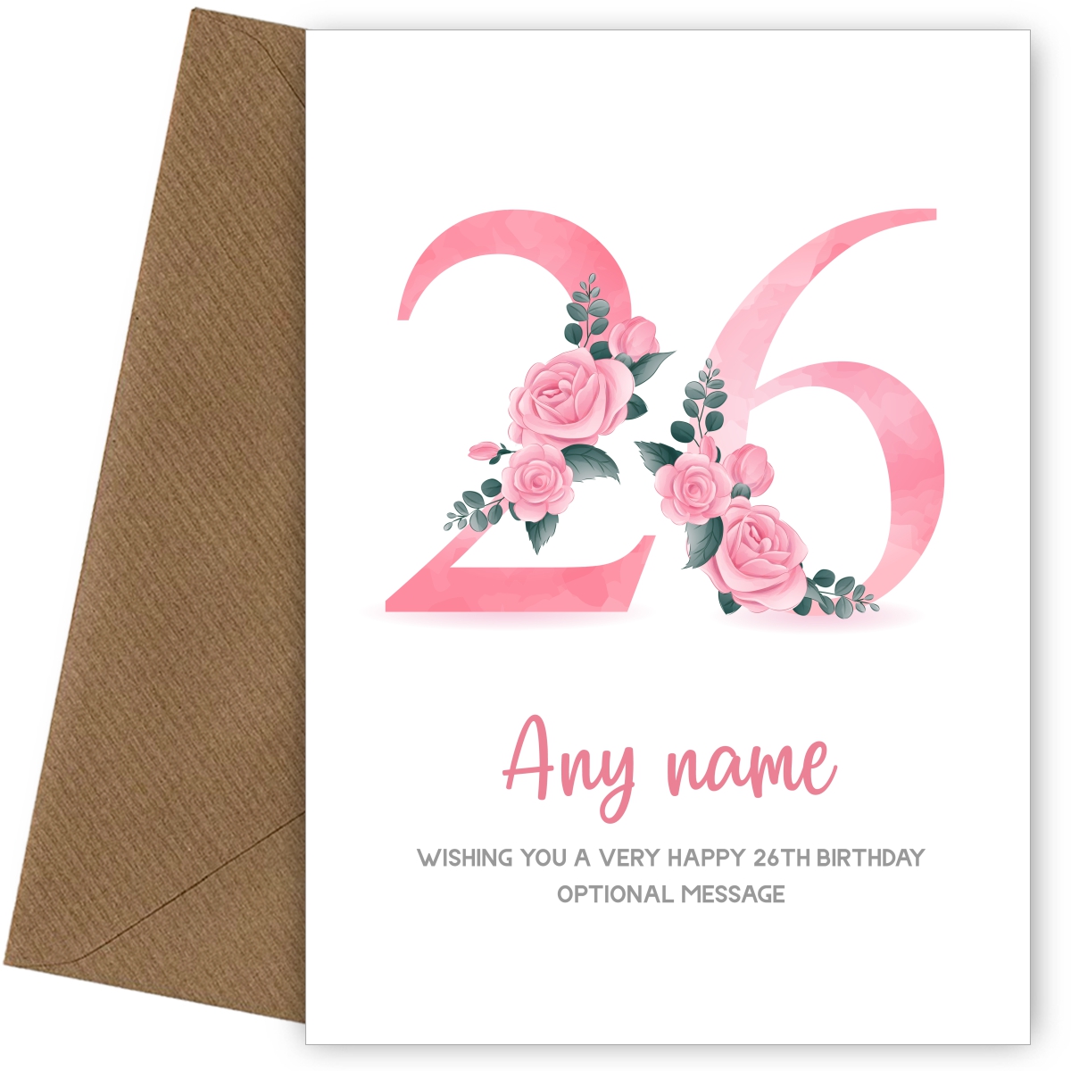 Personalised 26th Birthday Card for Women - Floral Greeting Cards
