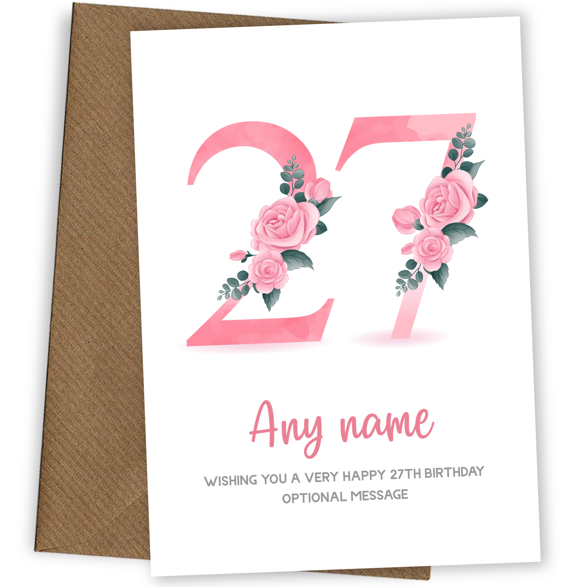 Personalised 27th Birthday Card for Women - Floral Greeting Cards