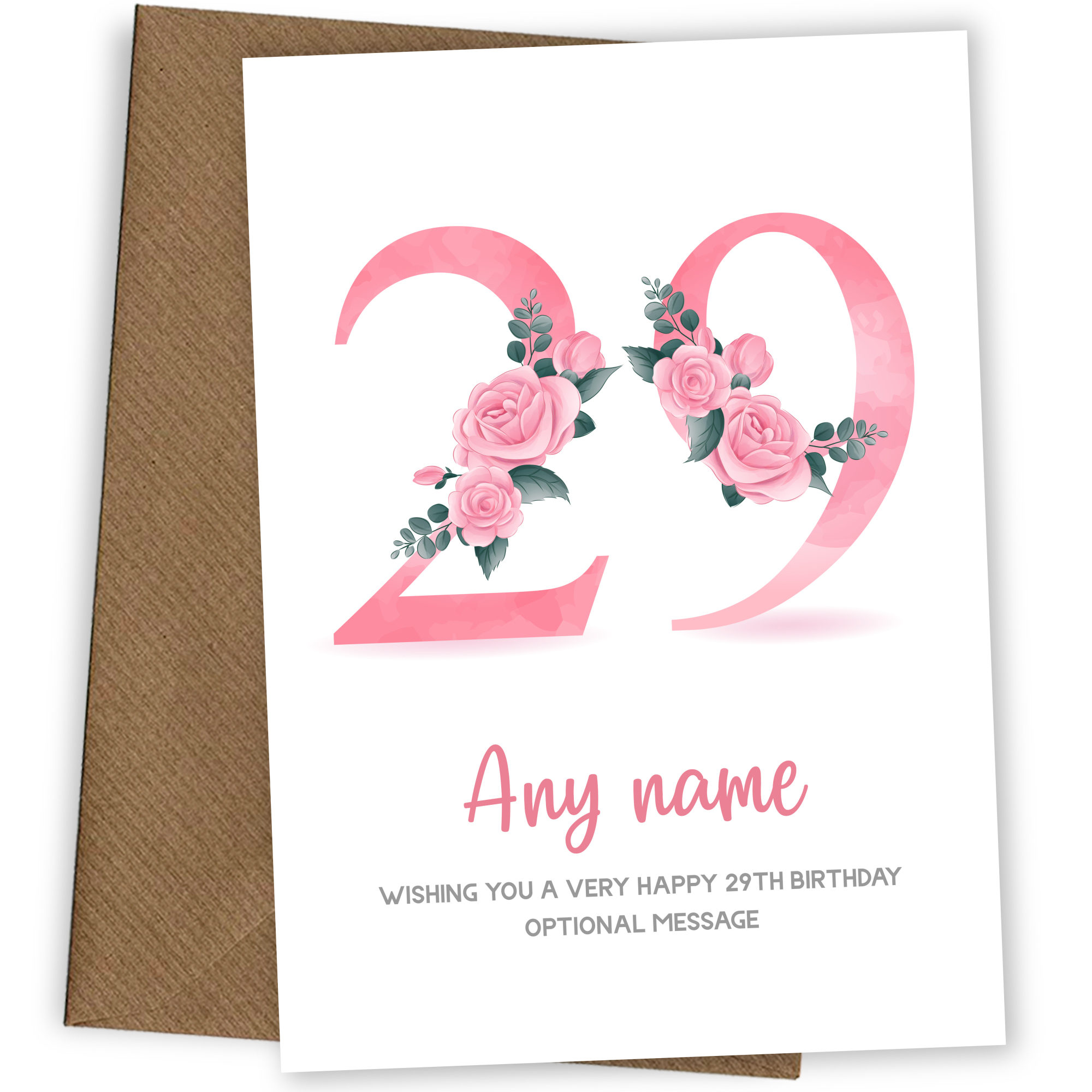 Personalised 29th Birthday Card for Women - Floral Greeting Cards