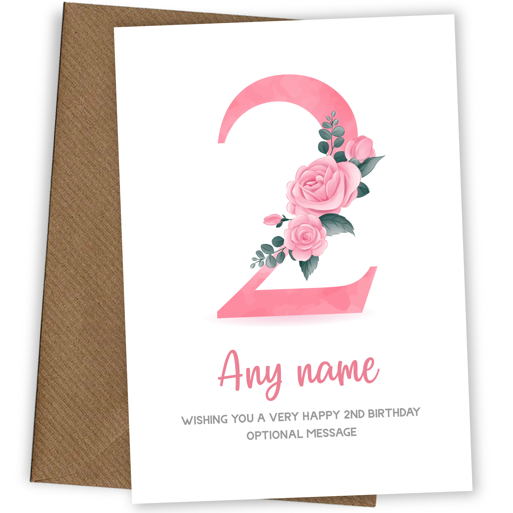 Personalised 2nd Birthday Card for Girl - Floral Greeting Cards