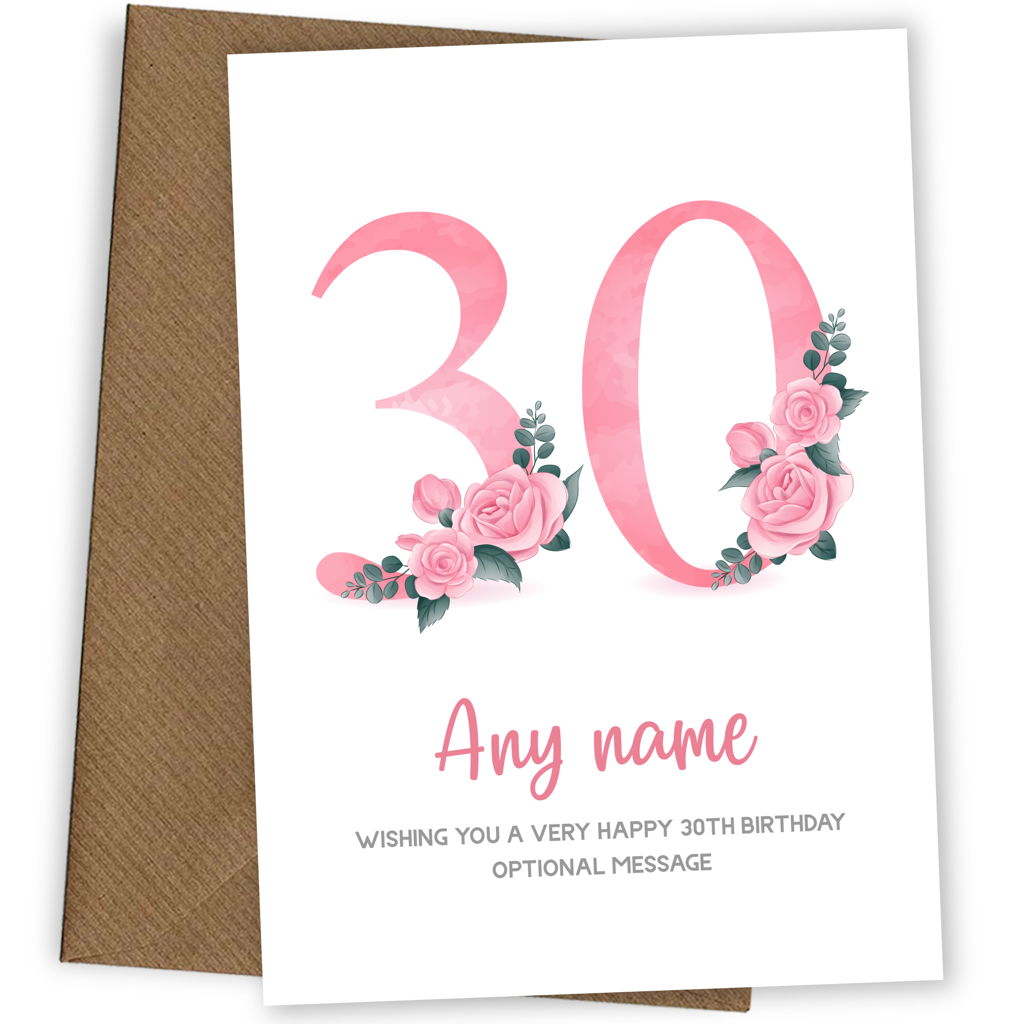 Personalised 30th Birthday Card for Women - Floral Greeting Cards