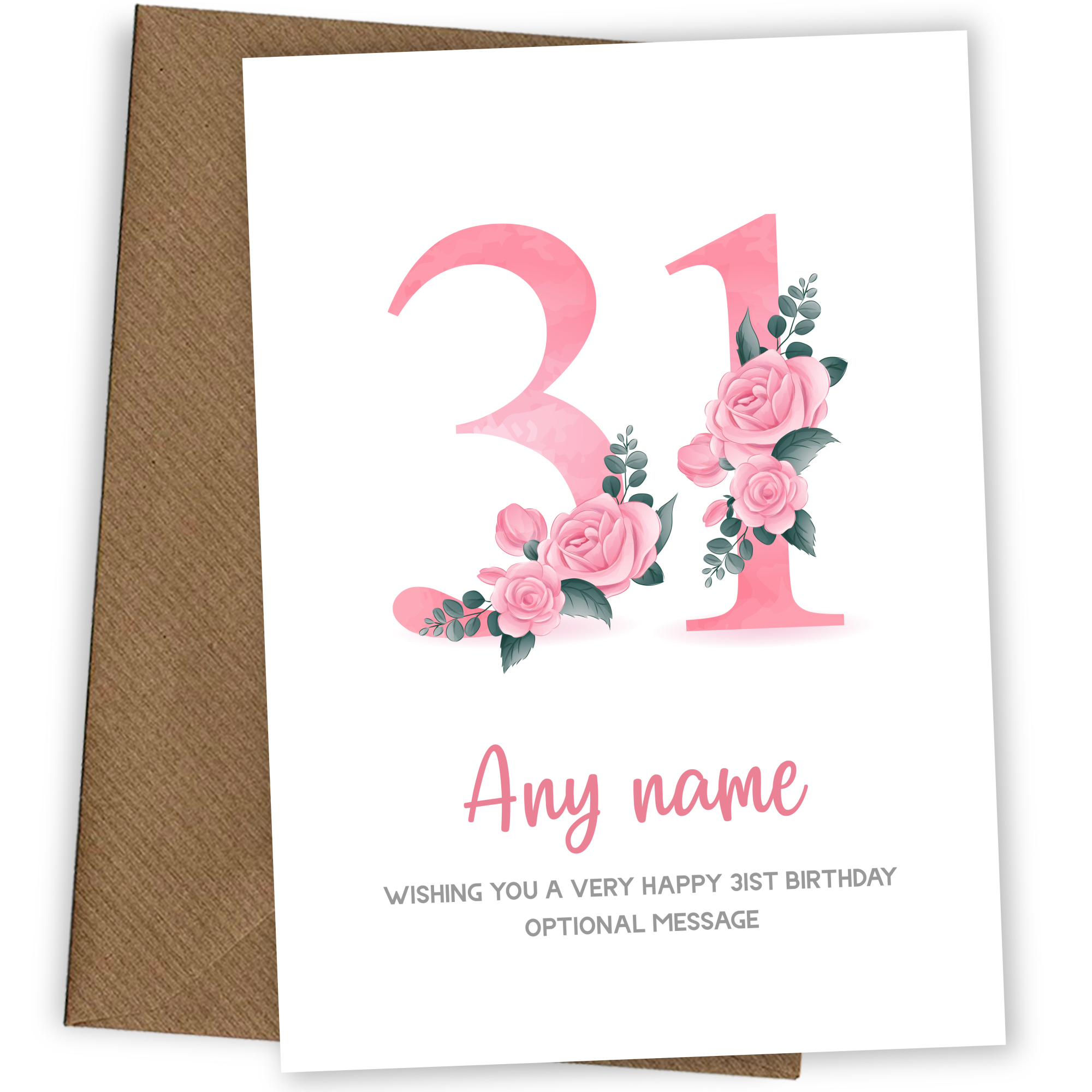 Personalised 31st Birthday Card for Women - Floral Greeting Cards