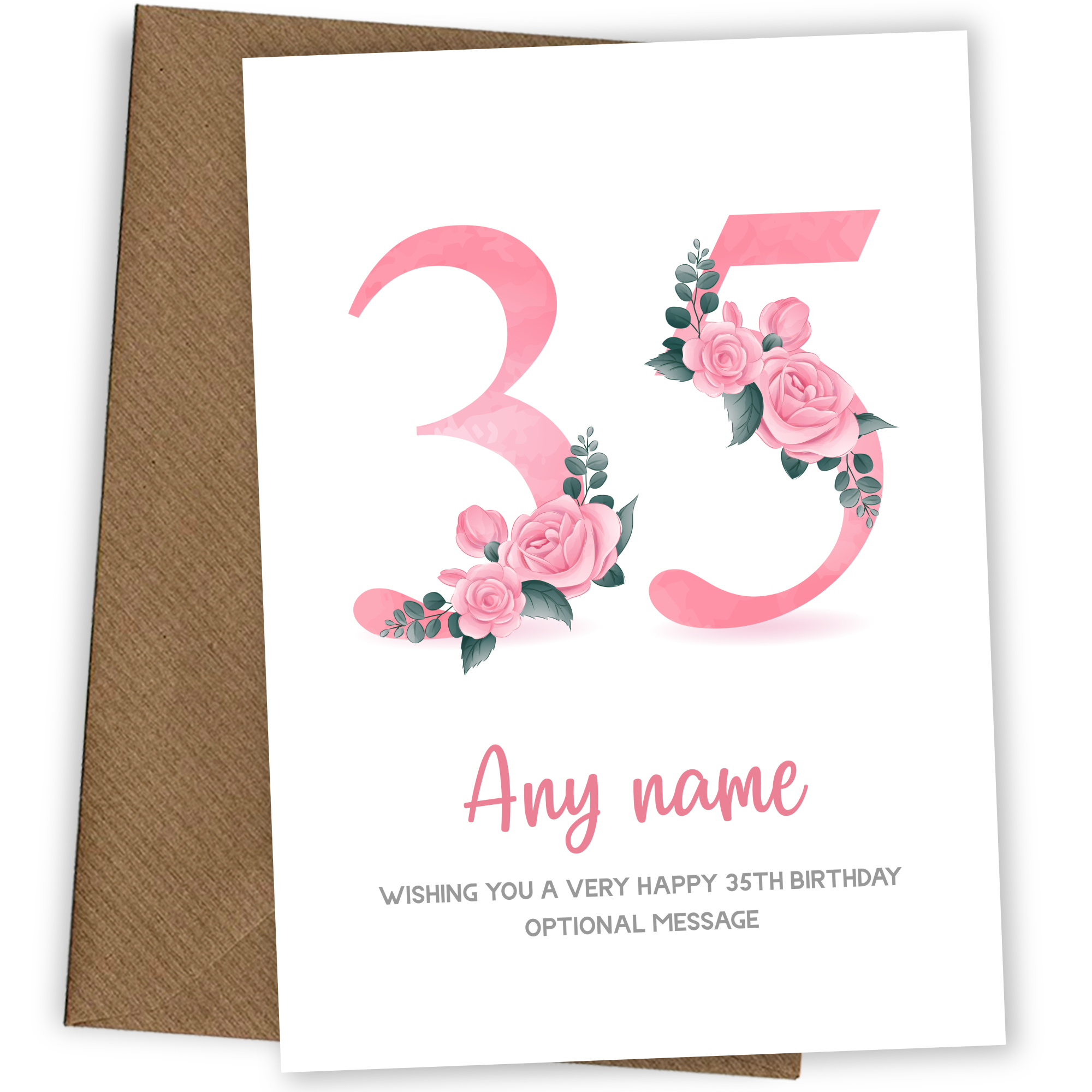 Personalised 35th Birthday Card for Women - Floral Greeting Cards