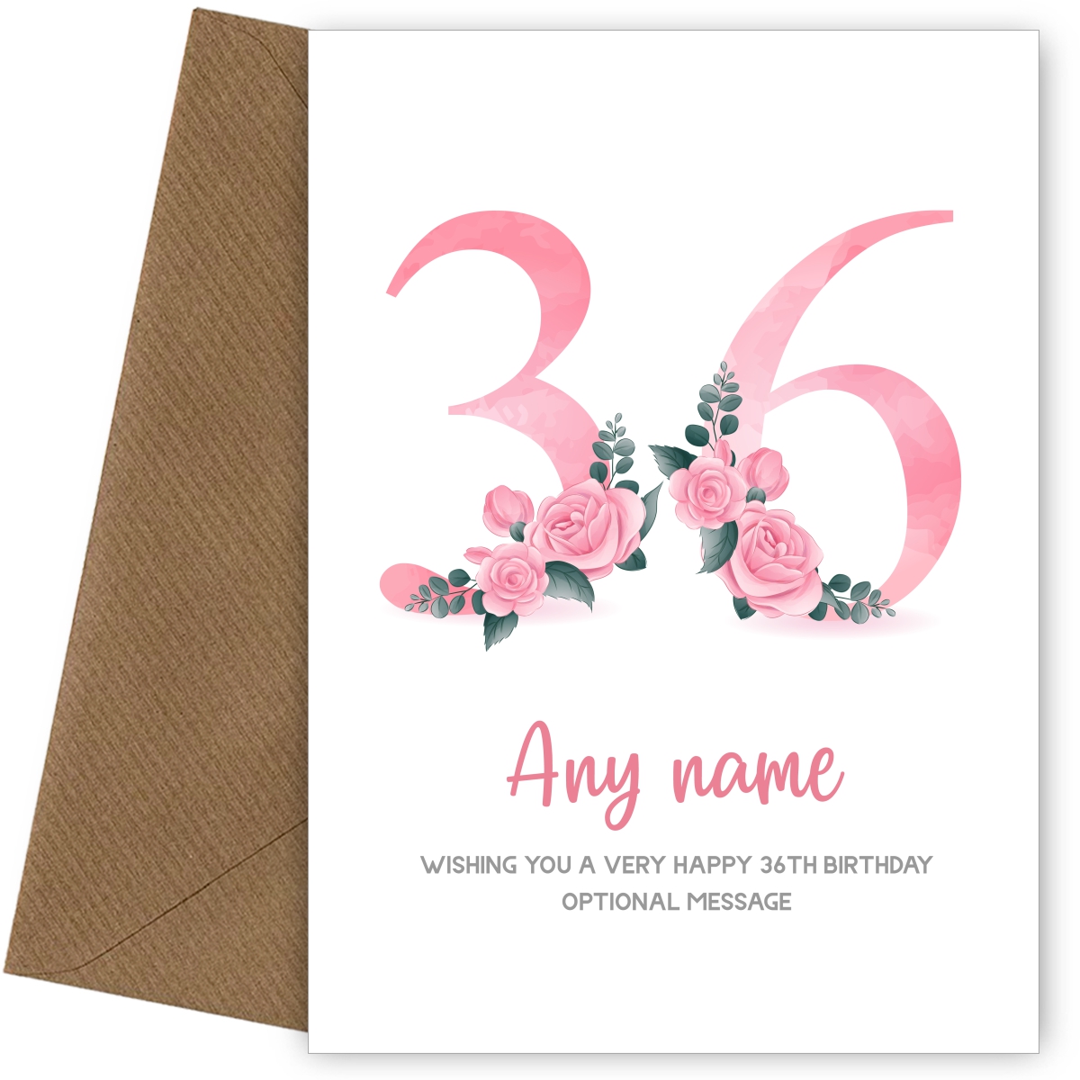 Personalised 36th Birthday Card for Women - Floral Greeting Cards