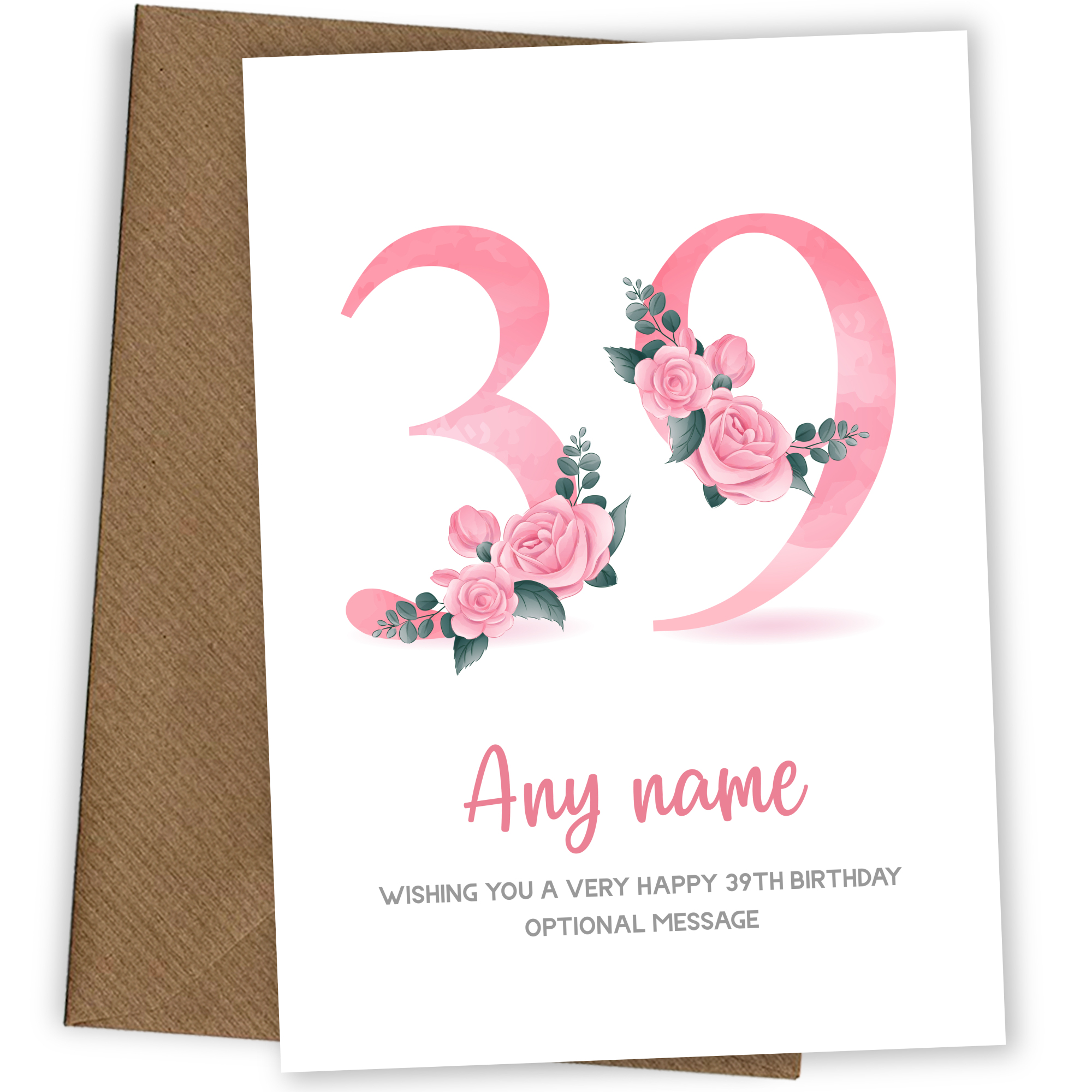 Personalised 39th Birthday Card for Women - Floral Greeting Cards