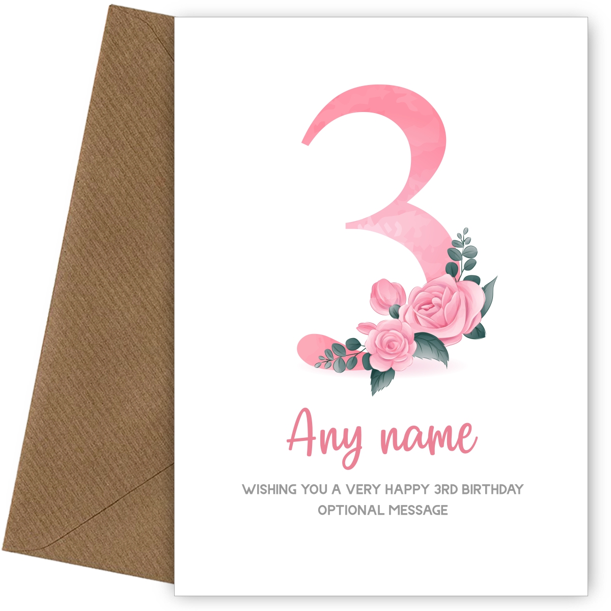Personalised 3rd Birthday Card for Girl - Floral Greeting Cards