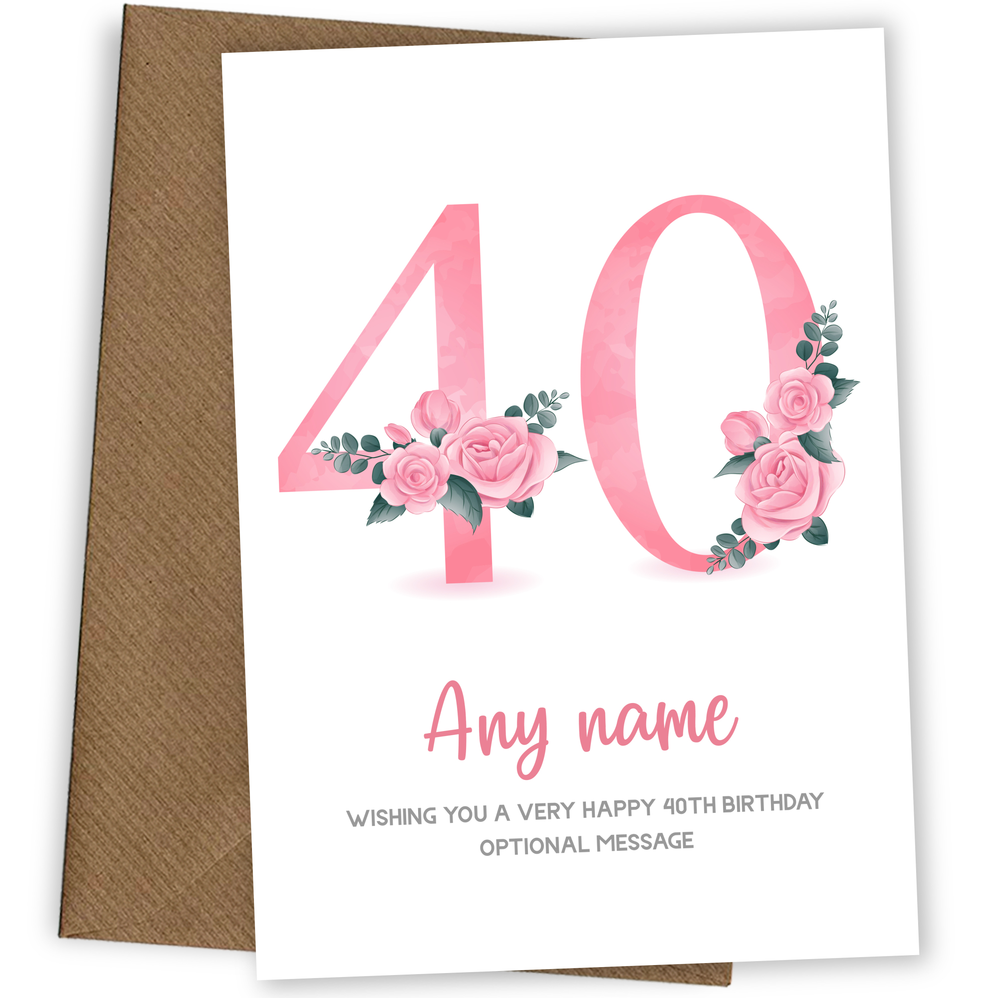 Personalised 40th Birthday Card for Women - Floral Greeting Cards