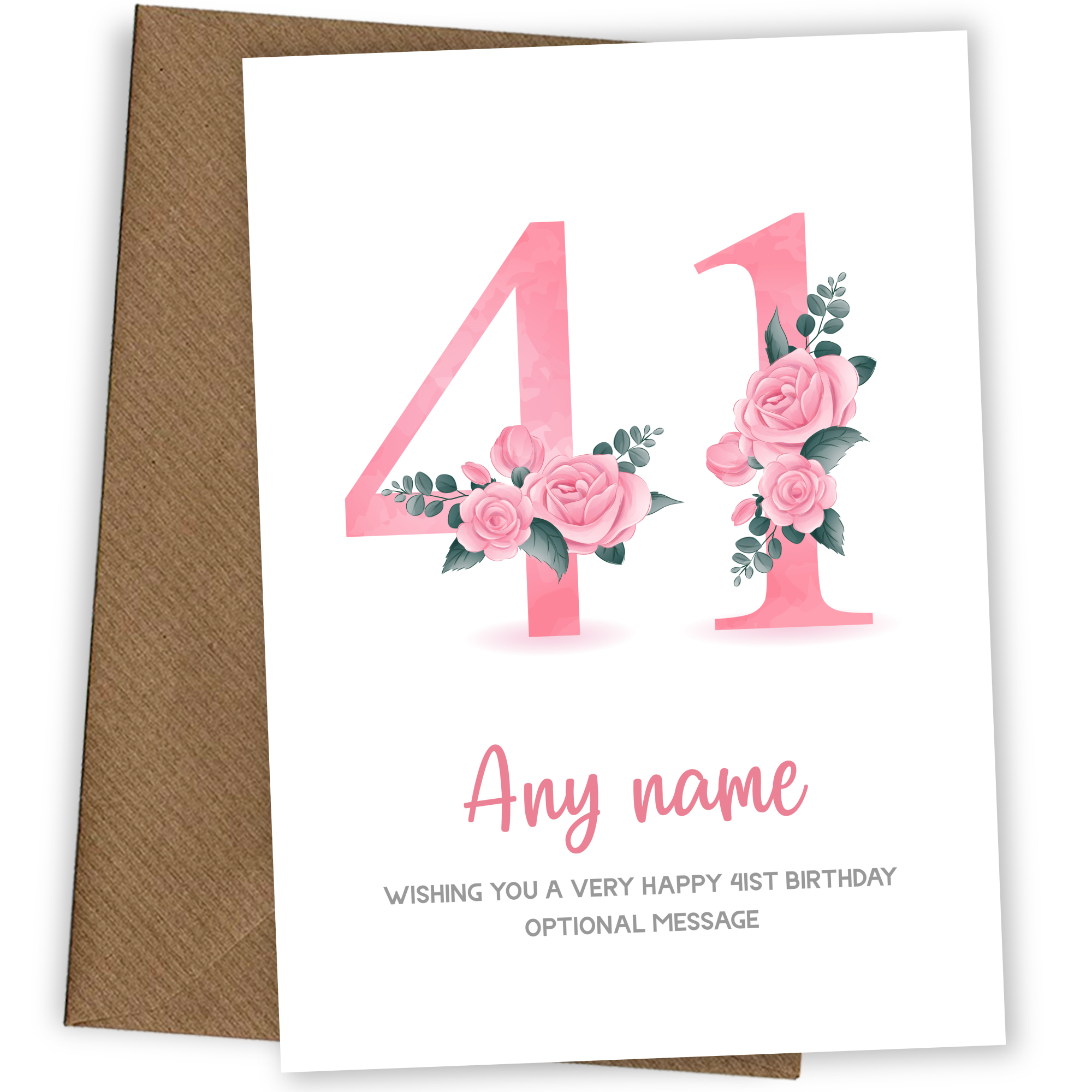 Personalised 41st Birthday Card for Women - Floral Greeting Cards
