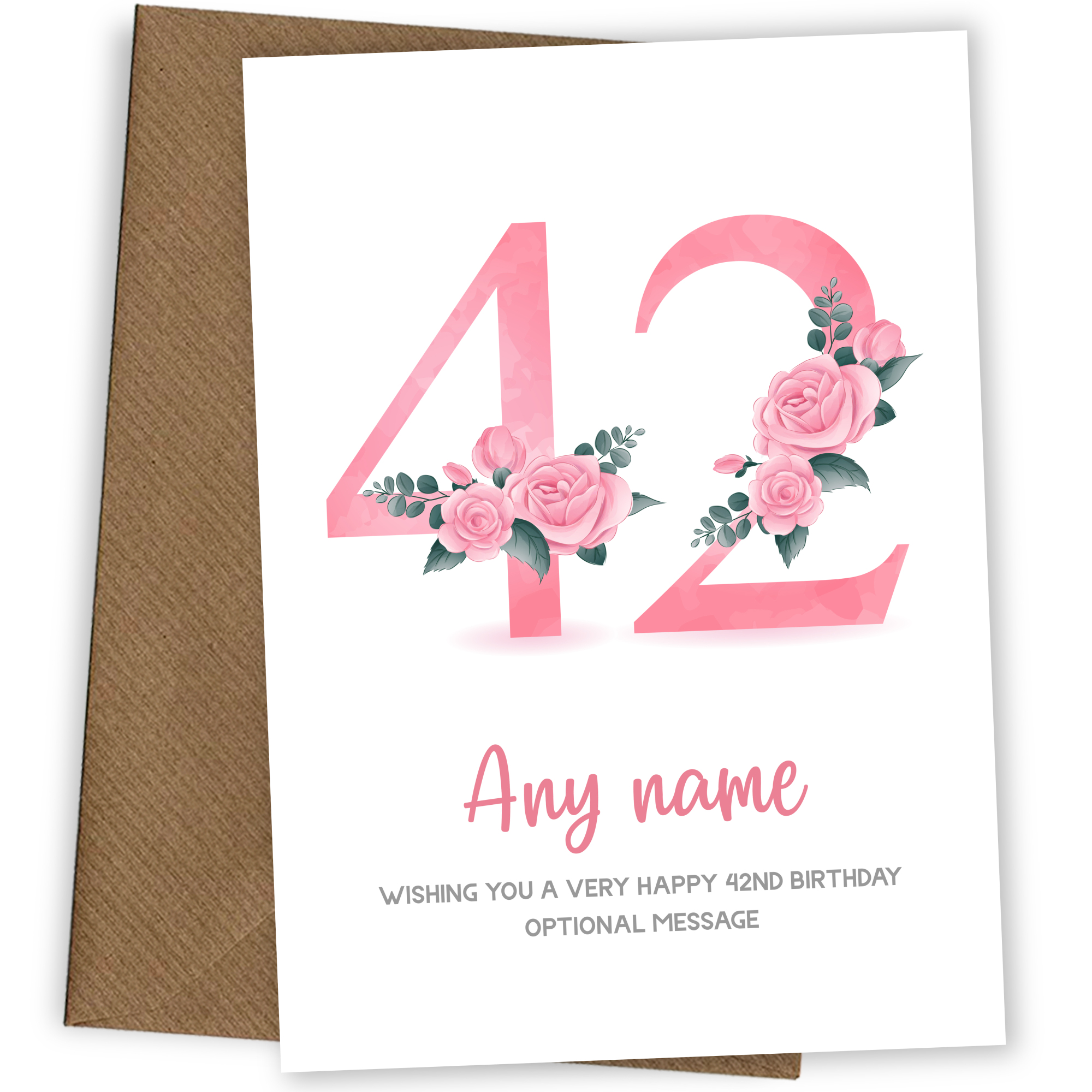 Personalised 42nd Birthday Card for Women - Floral Greeting Cards