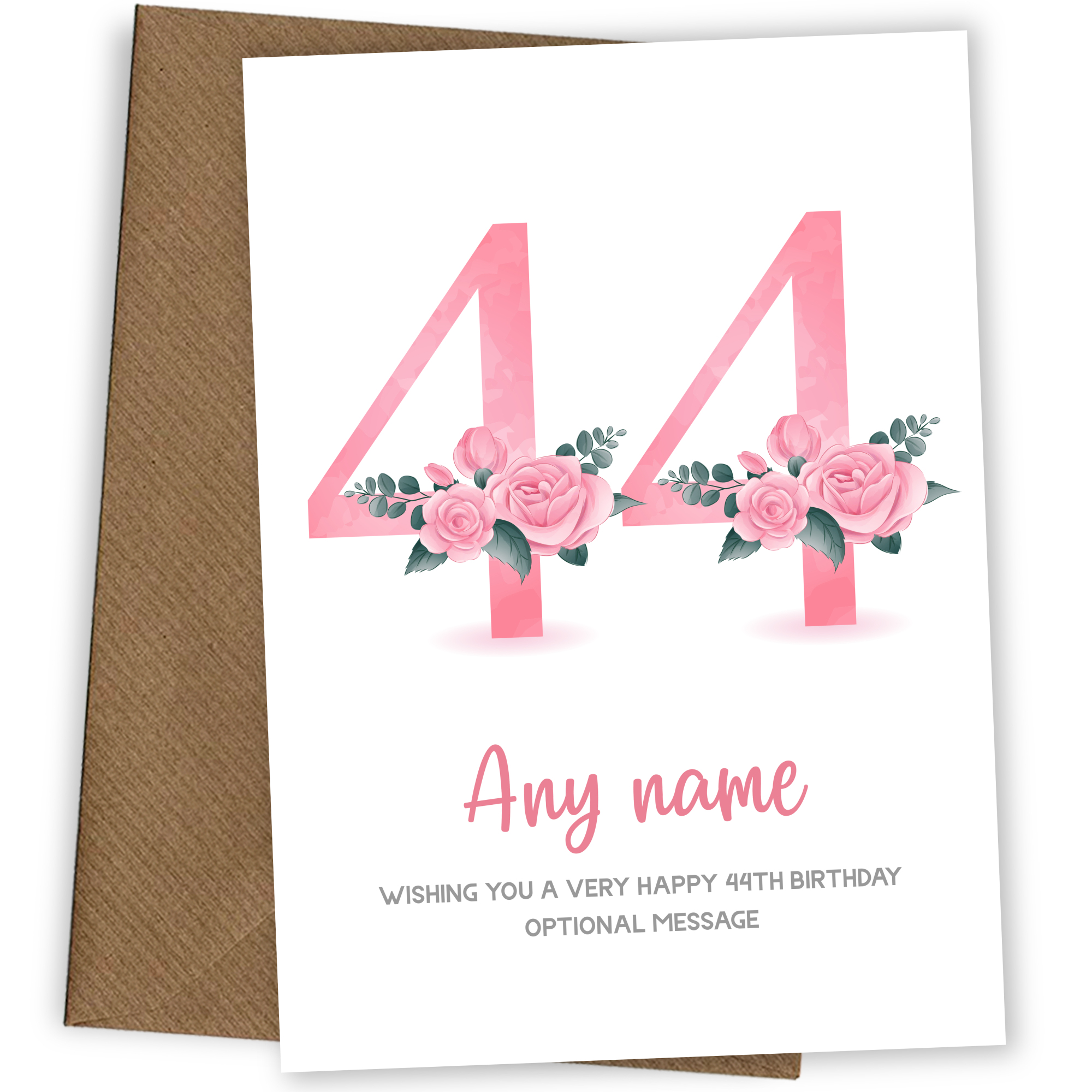 Personalised 44th Birthday Card for Women - Floral Greeting Cards