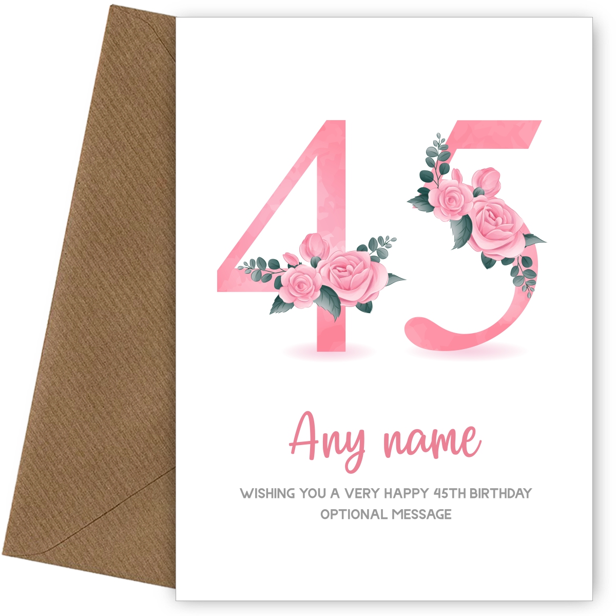Personalised 45th Birthday Card for Women - Floral Greeting Cards