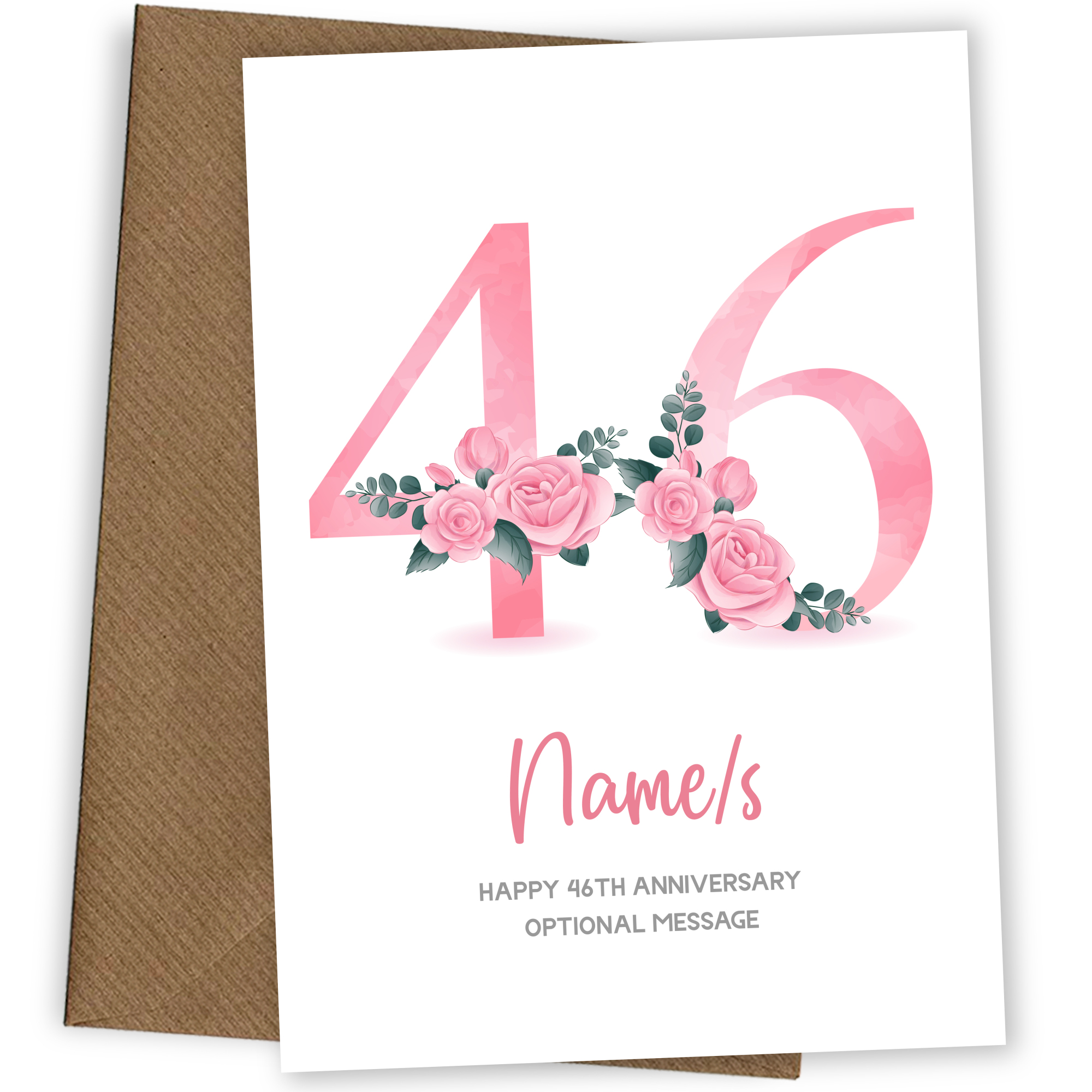 46th Anniversary Card for Wife Husband - Floral Number 46