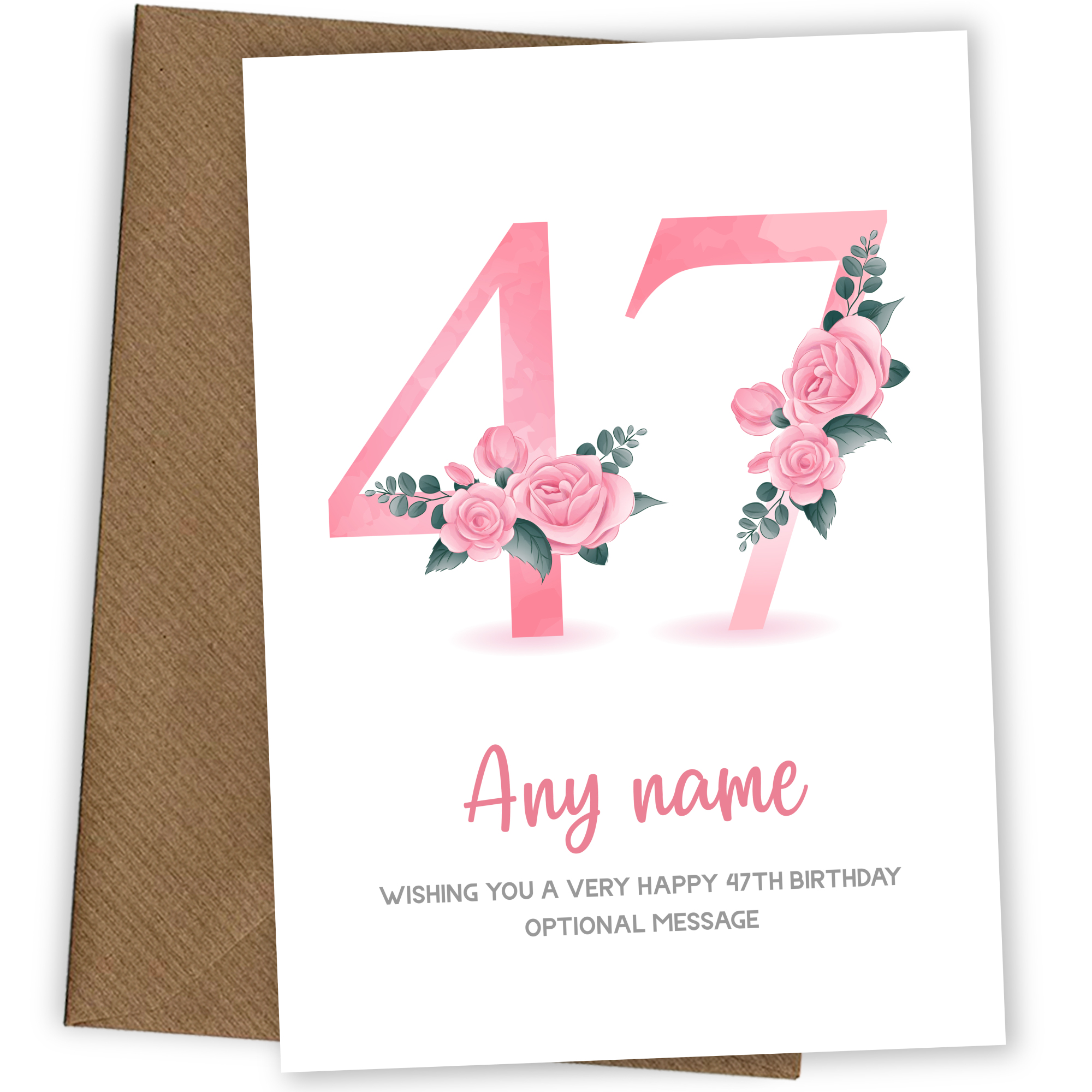 Personalised 47th Birthday Card for Women - Floral Greeting Cards