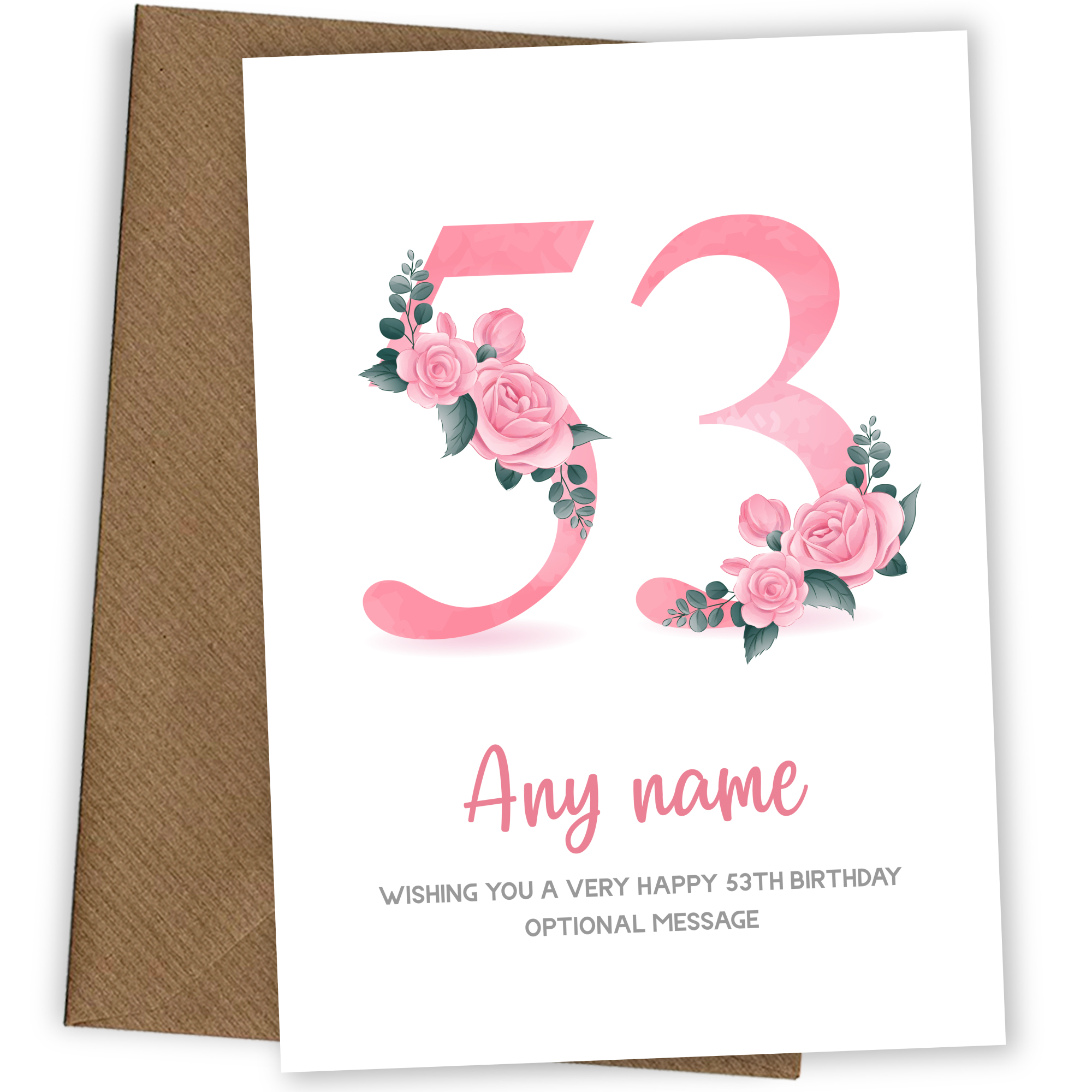 Personalised 53rd Birthday Card for Women - Floral Greeting Cards