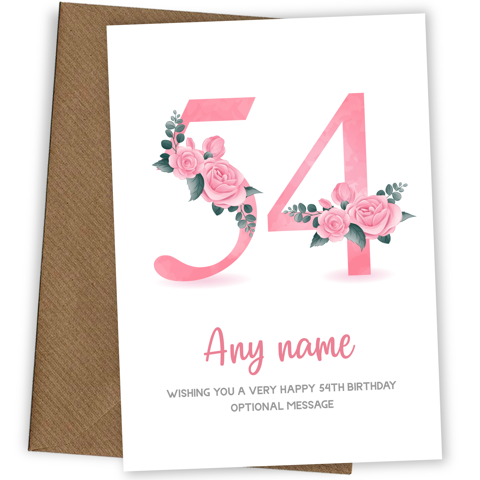 Personalised 54th Birthday Card for Women - Floral Greeting Cards