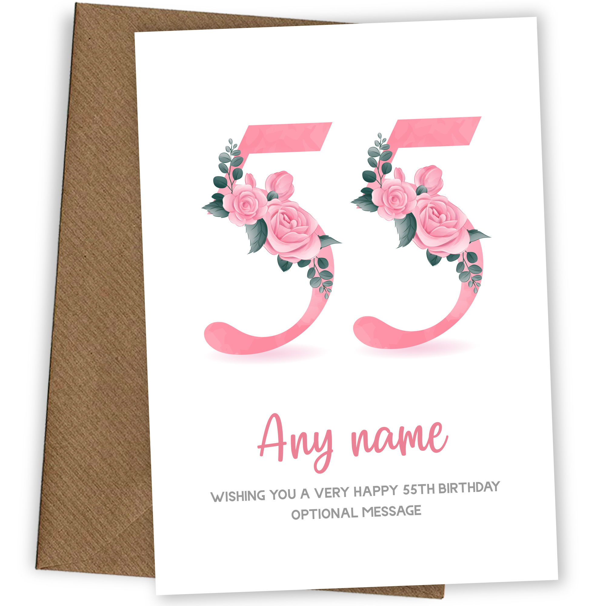 Personalised 55th Birthday Card for Women - Floral Greeting Cards