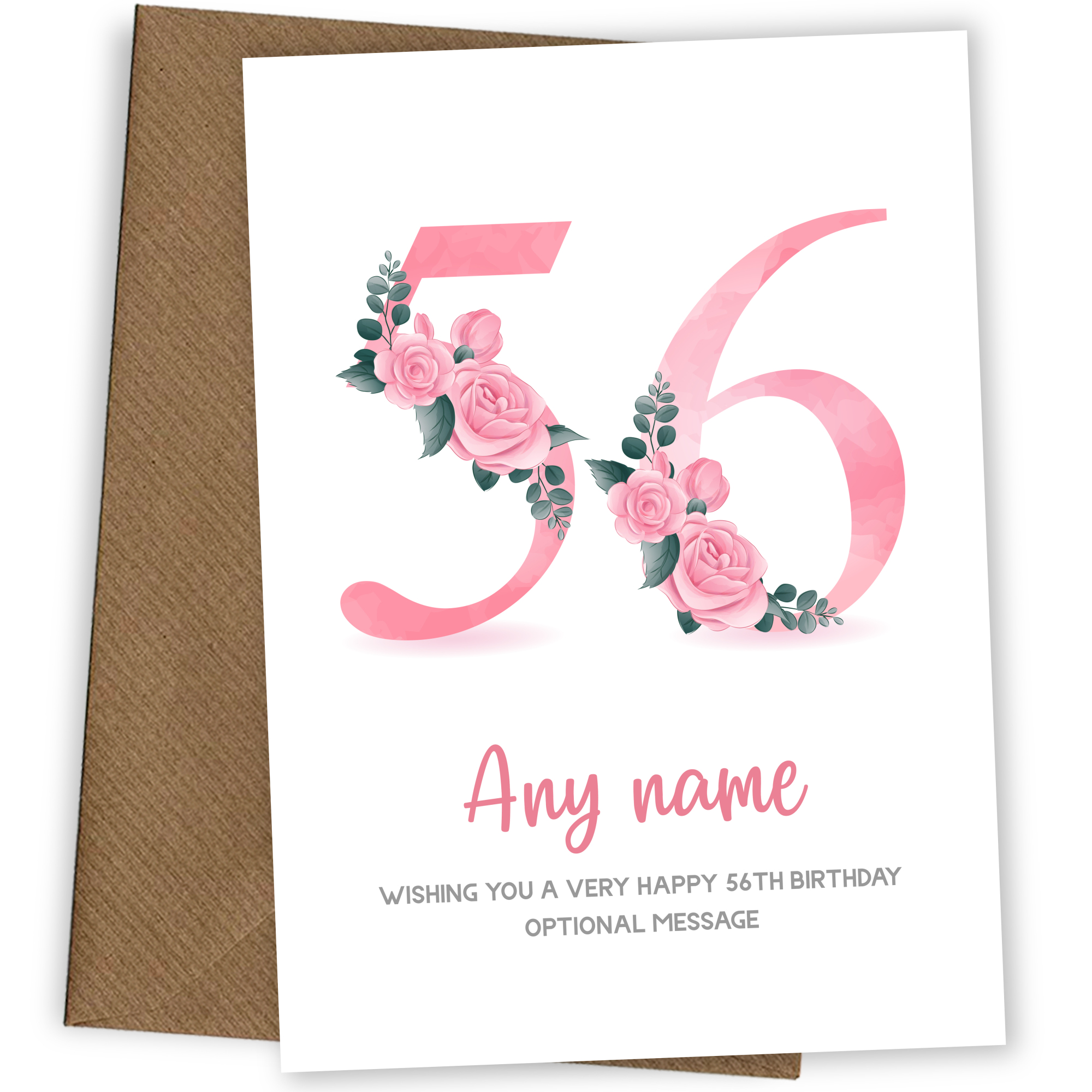 Personalised 56th Birthday Card for Women - Floral Greeting Cards