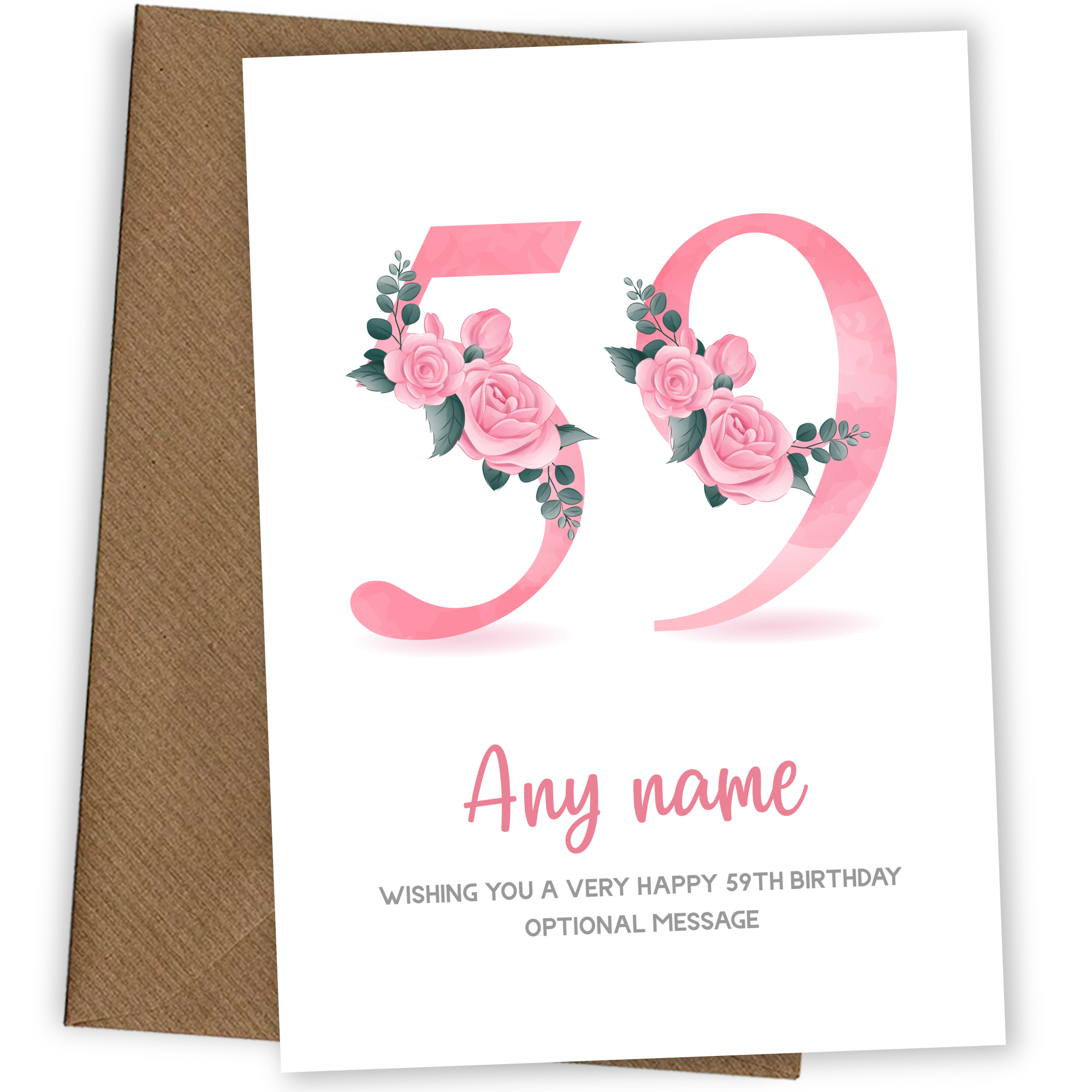 Personalised 59th Birthday Card for Women - Floral Greeting Cards