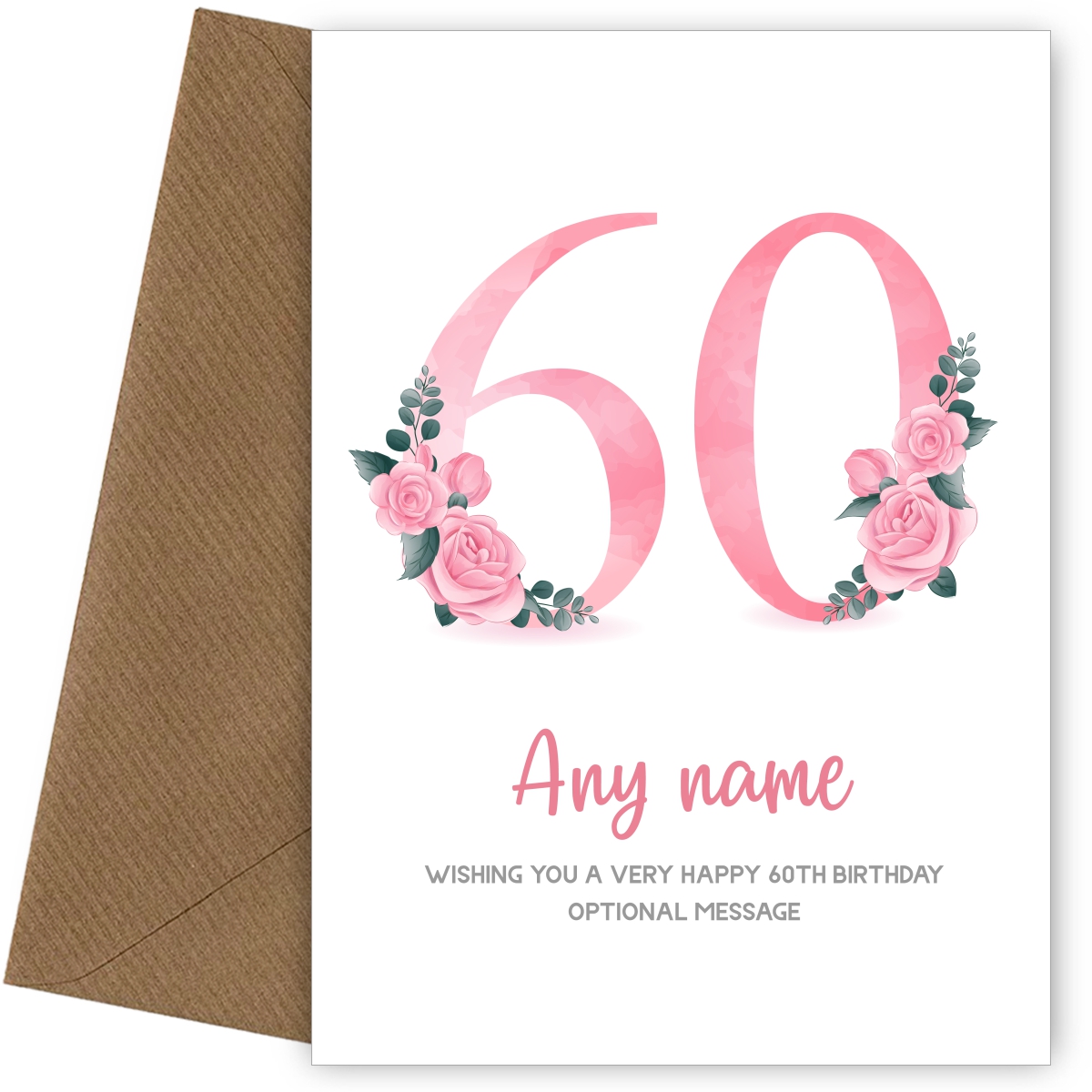 Personalised 60th Birthday Card for Women - Floral Greeting Cards