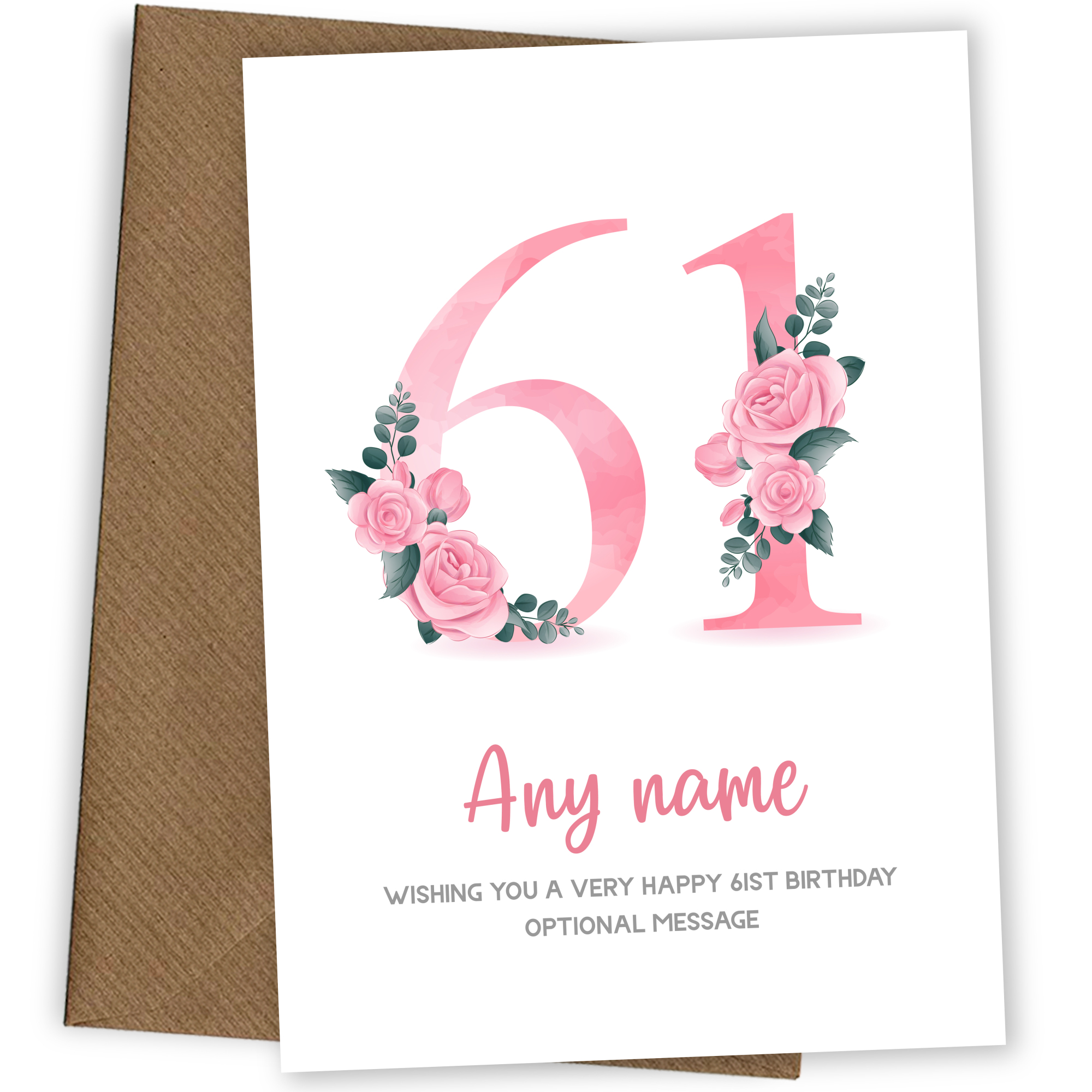Personalised 61st Birthday Card for Women - Floral Greeting Cards