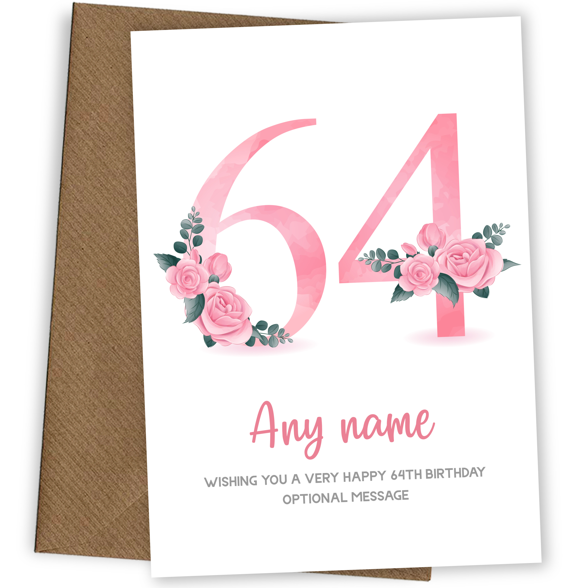 Personalised 64th Birthday Card for Women - Floral Greeting Cards