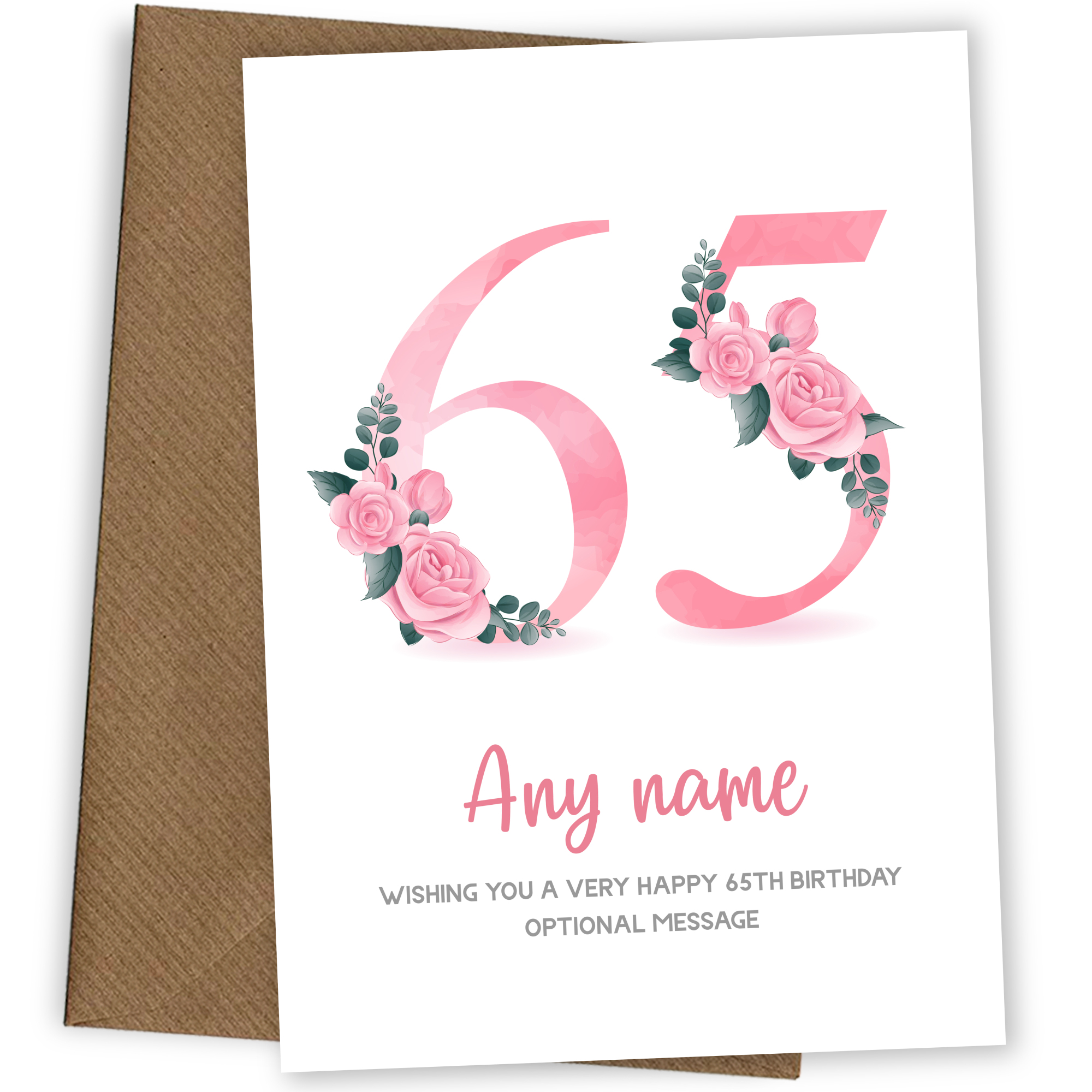 Personalised 65th Birthday Card for Women - Floral Greeting Cards