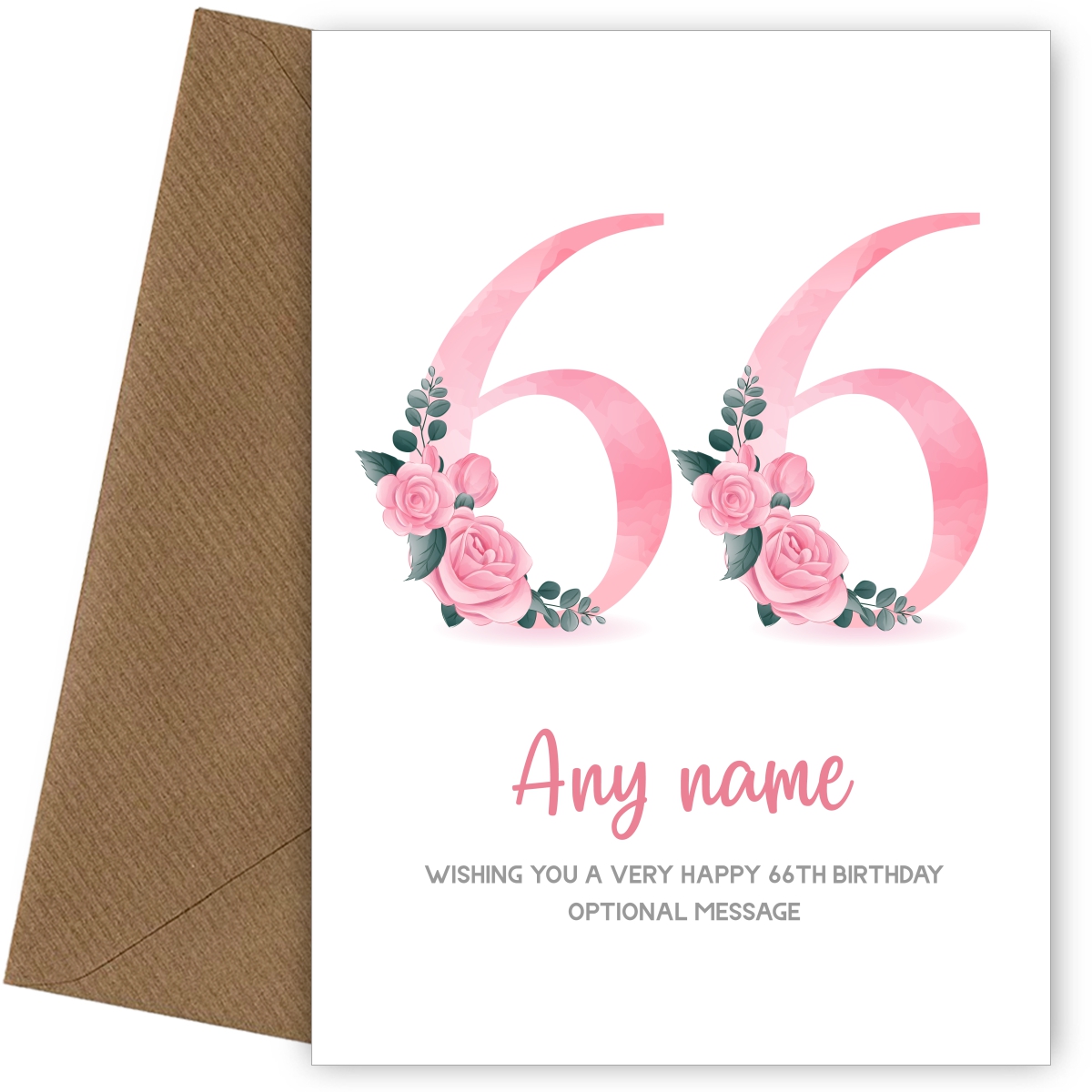 Personalised 66th Birthday Card for Women - Floral Greeting Cards