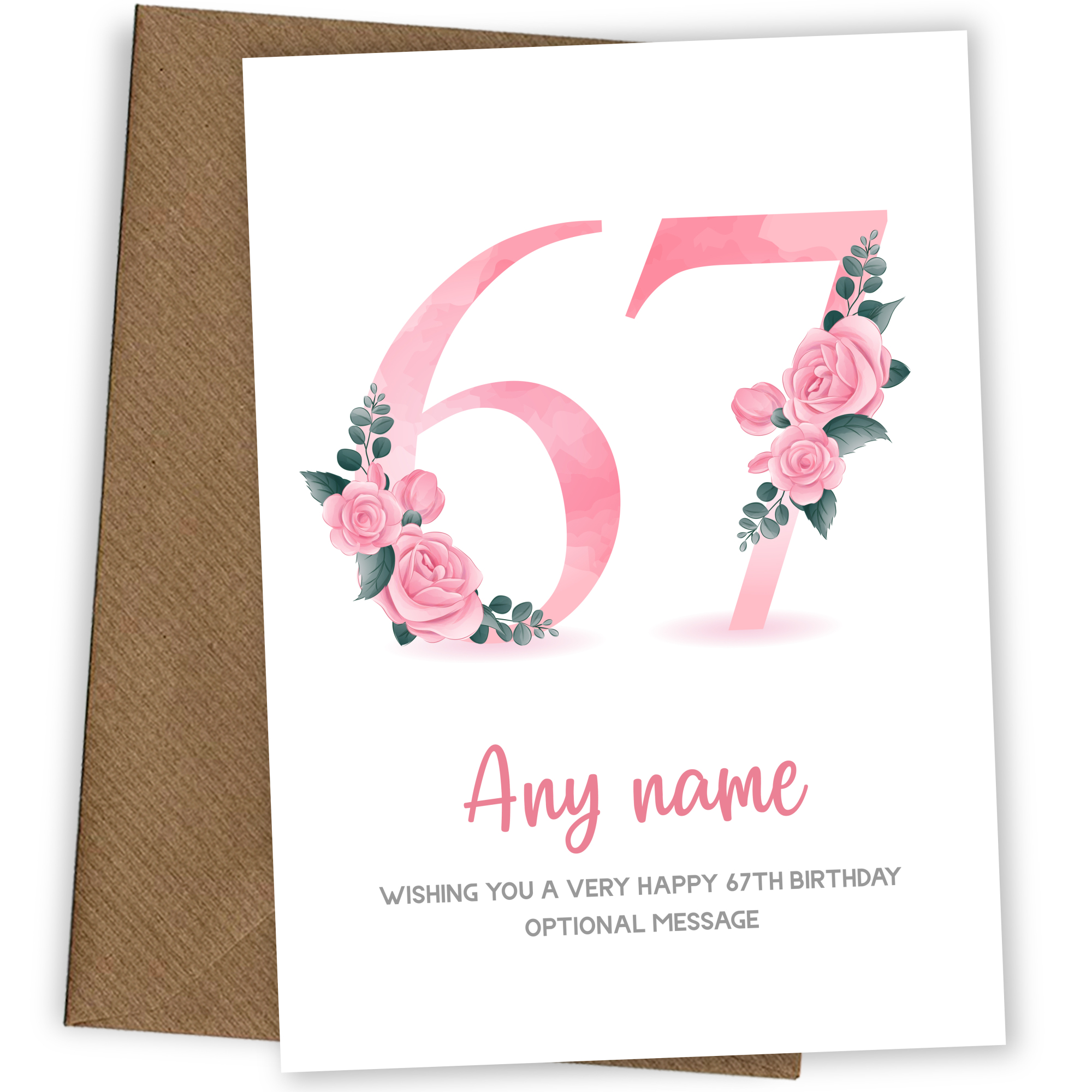 Personalised 67th Birthday Card for Women - Floral Greeting Cards
