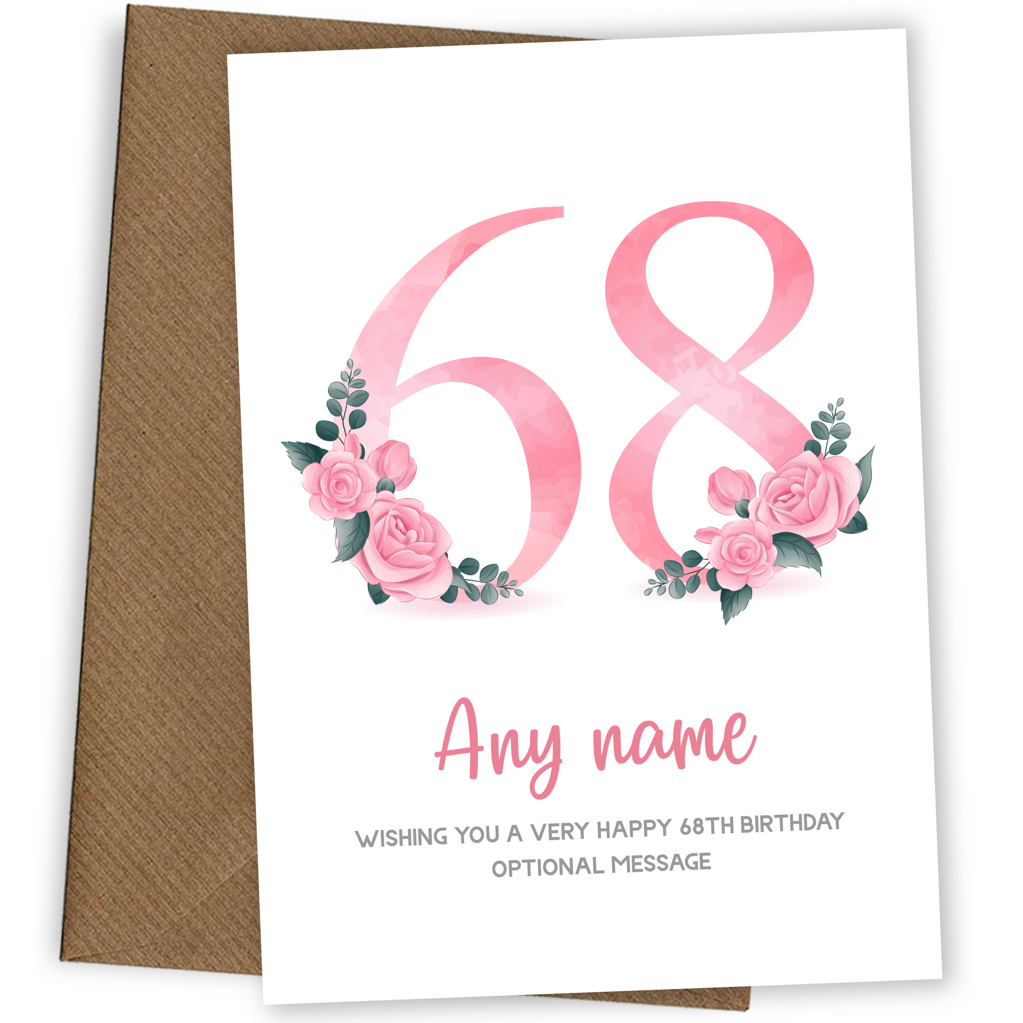 Personalised 68th Birthday Card for Women - Floral Greeting Cards