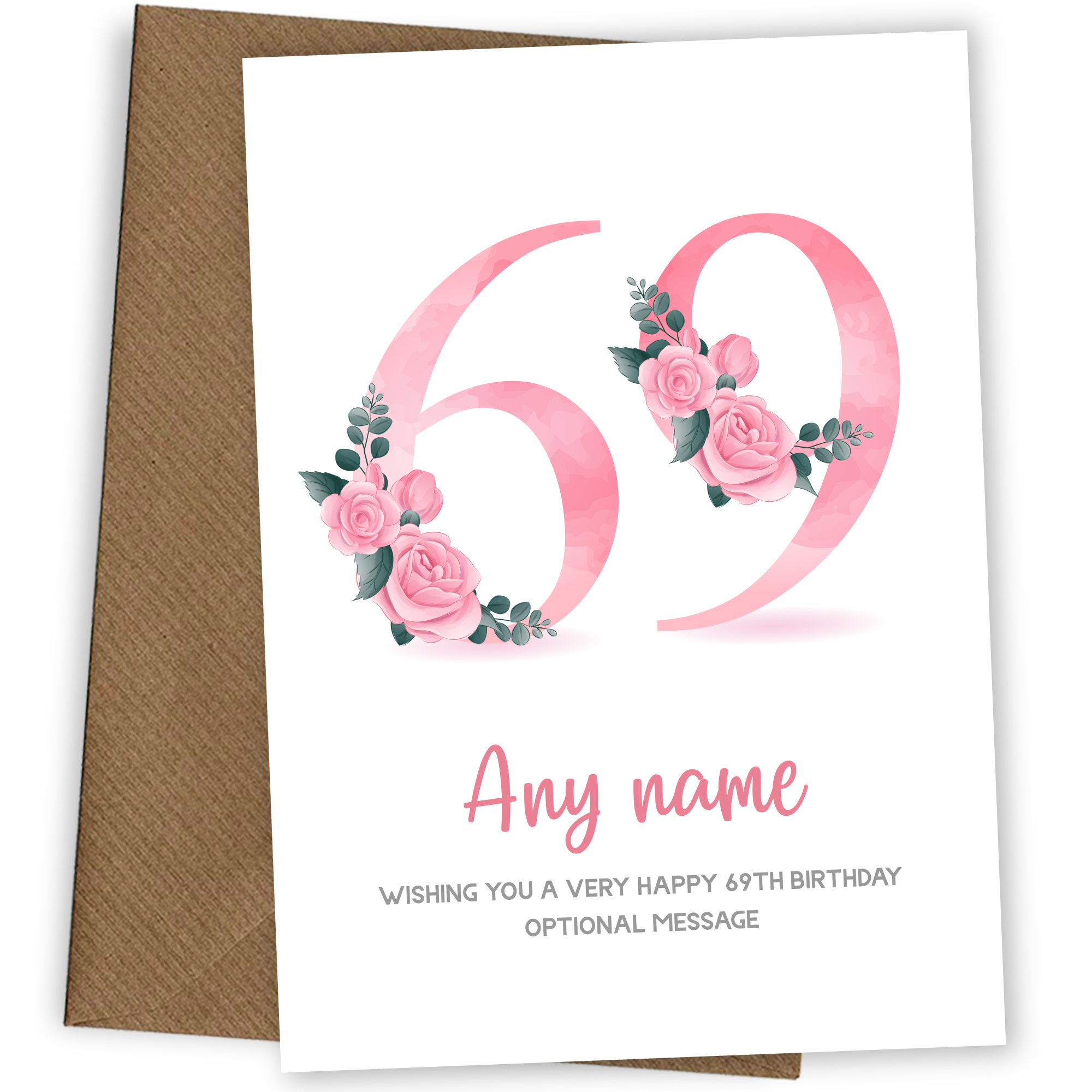 Personalised 69th Birthday Card for Women - Floral Greeting Cards