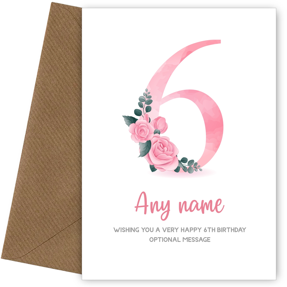 Personalised 6th Birthday Card for Girl - Floral Greeting Cards
