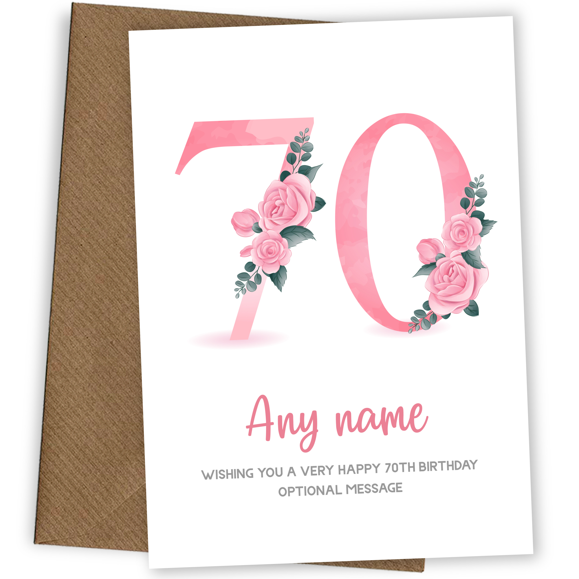 Personalised 70th Birthday Card for Women - Floral Greeting Cards