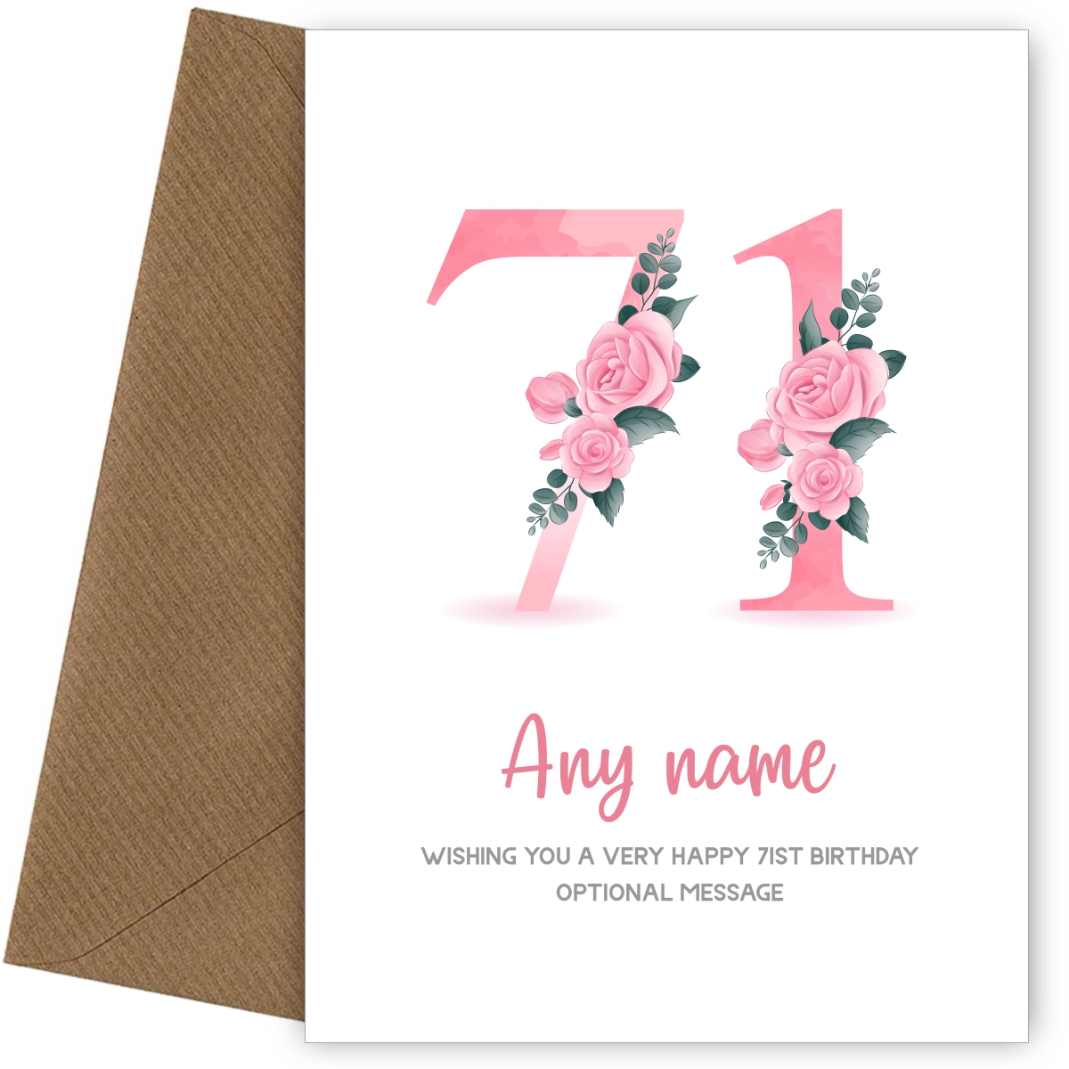 Personalised 71st Birthday Card for Women - Floral Greeting Cards