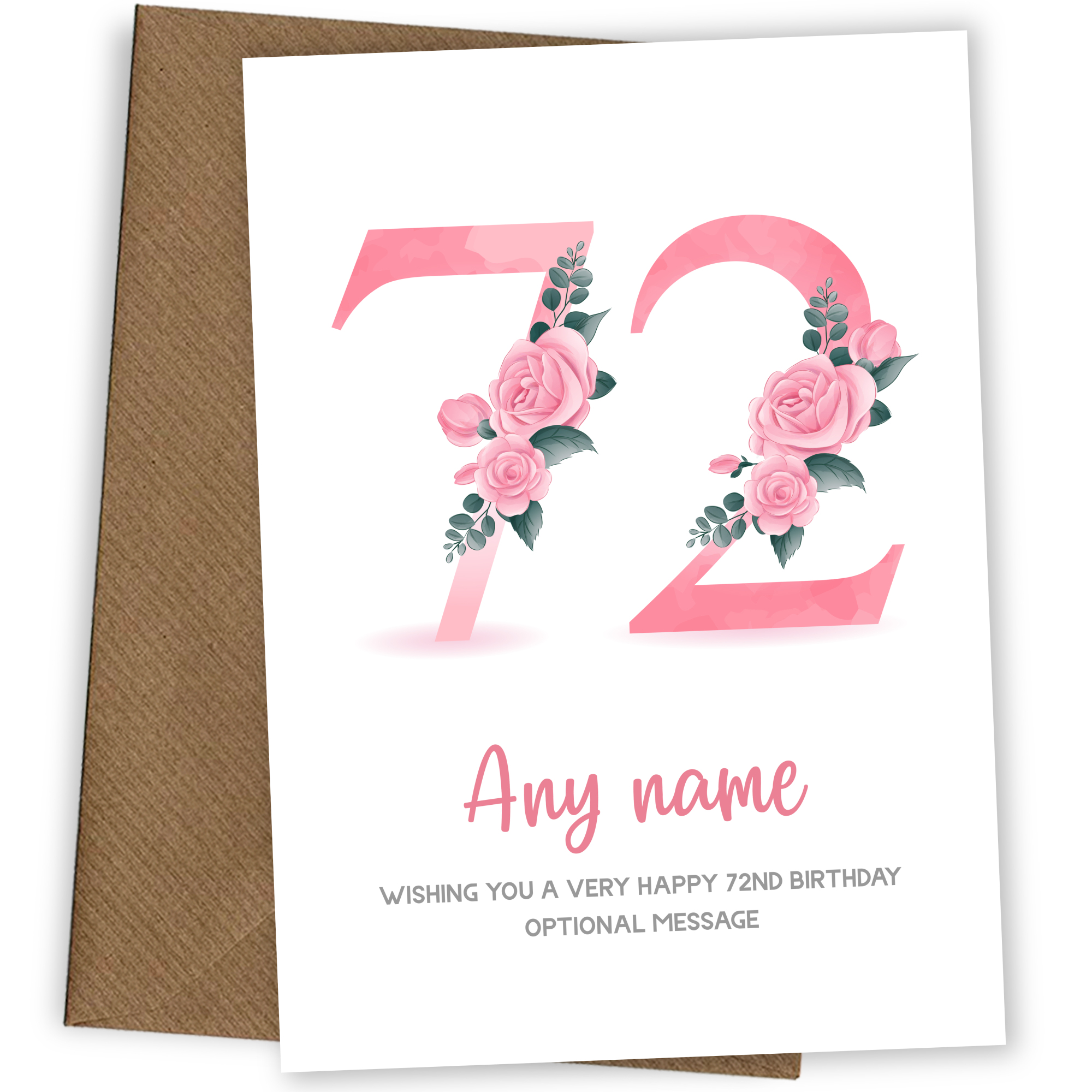 Personalised 72nd Birthday Card for Women - Floral Greeting Cards