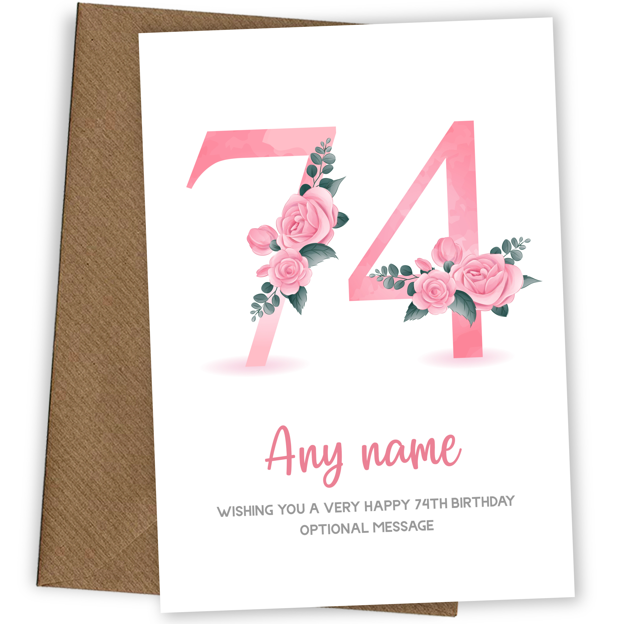 Personalised 74th Birthday Card for Women - Floral Greeting Cards