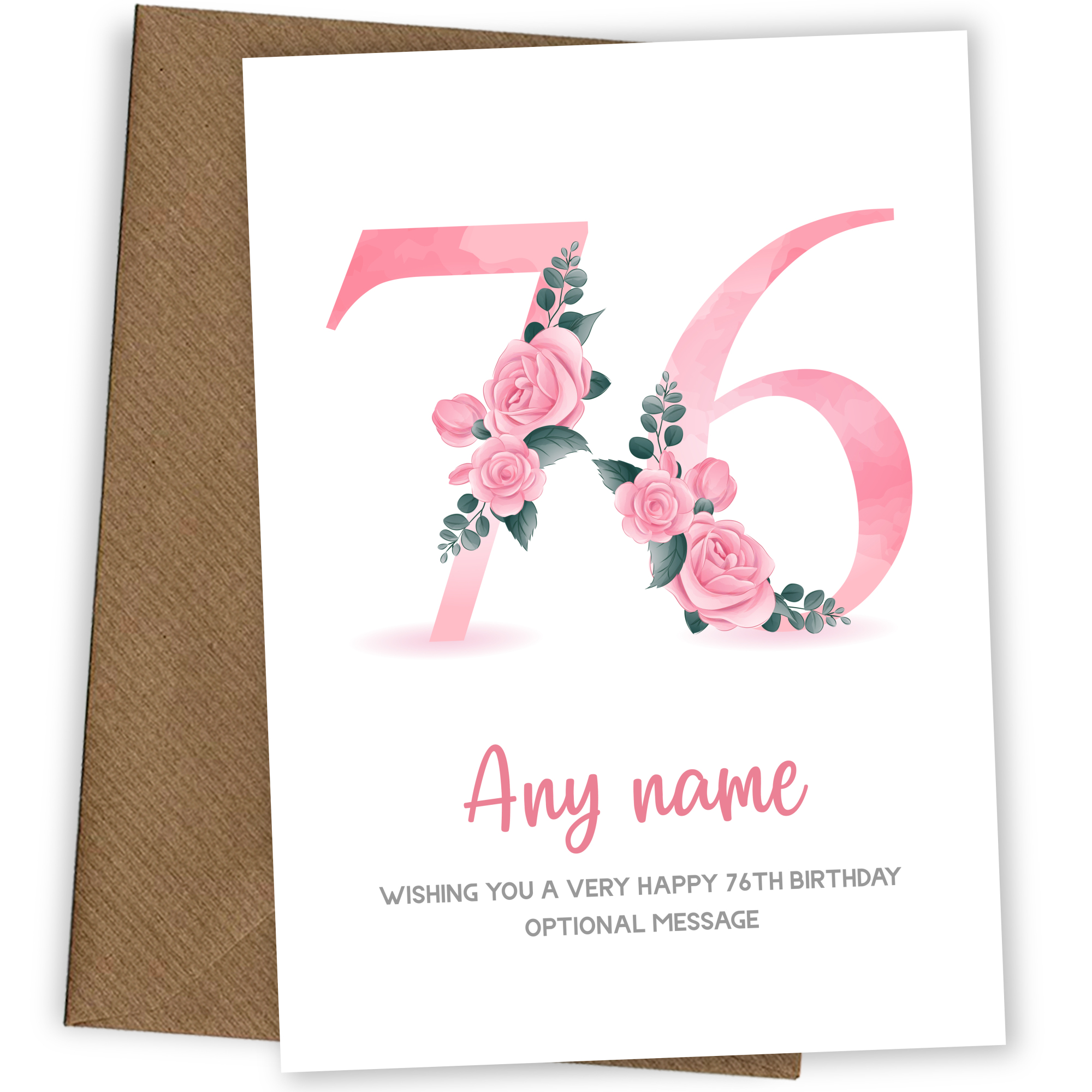 Personalised 76th Birthday Card for Women - Floral Greeting Cards