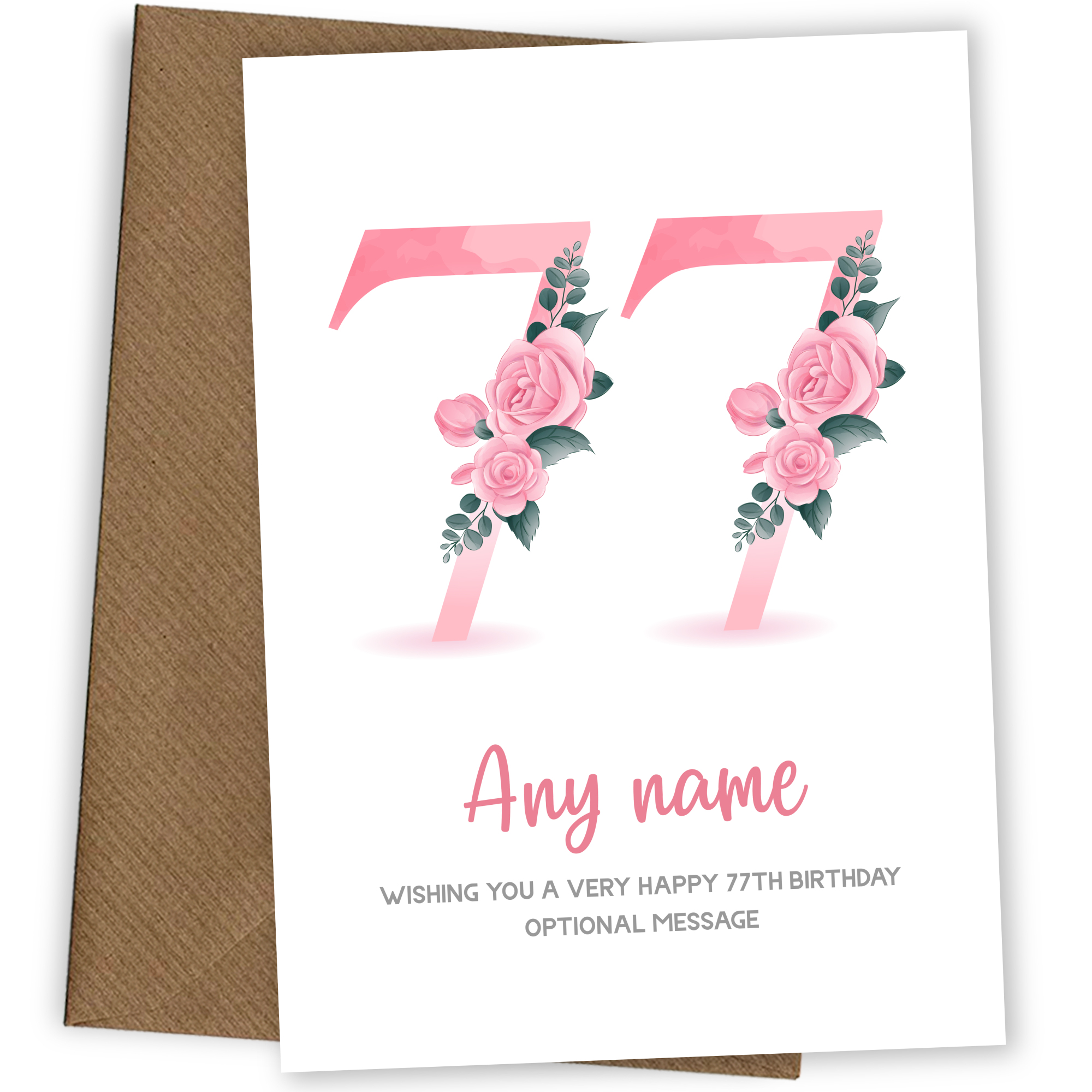 Personalised 77th Birthday Card for Women - Floral Greeting Cards