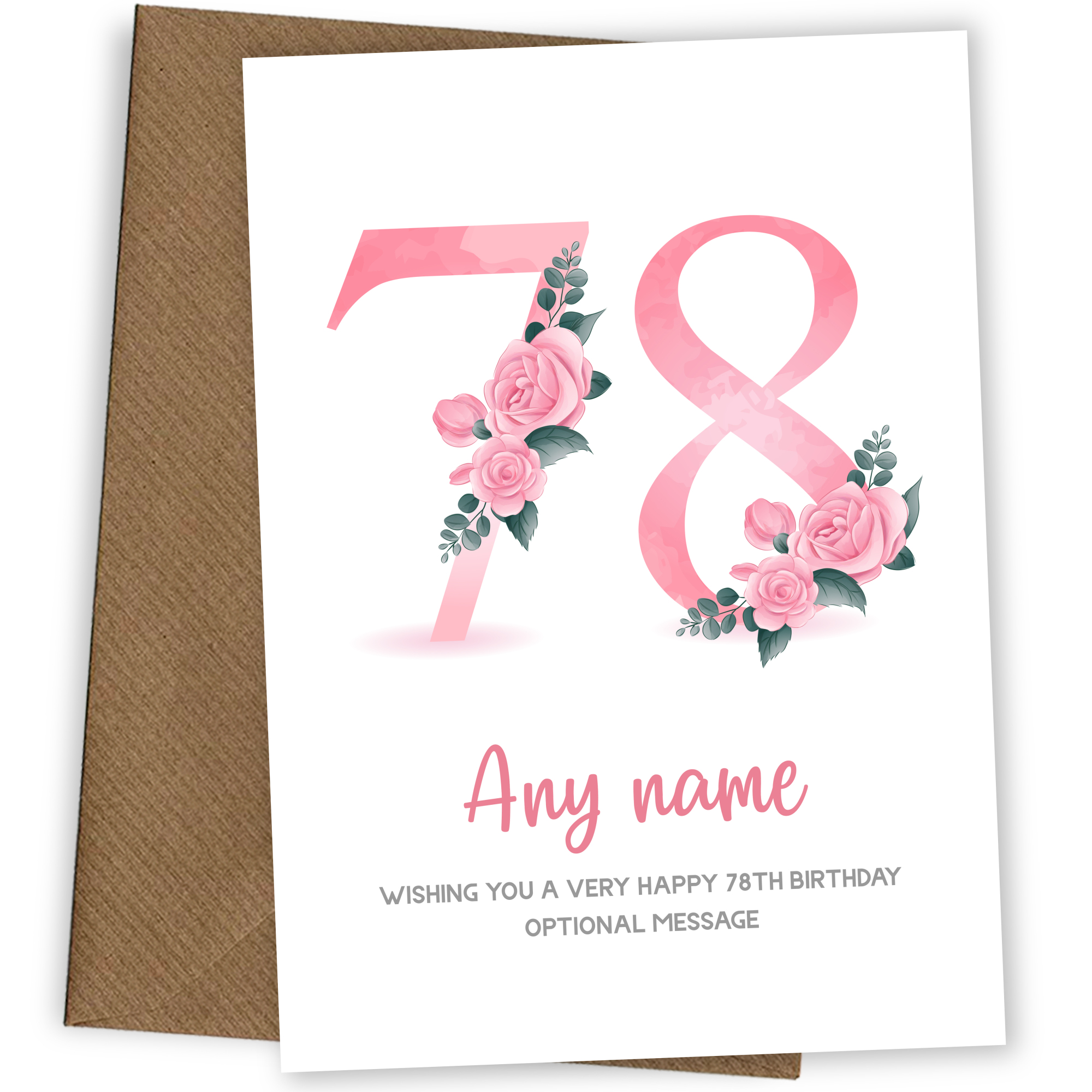 Personalised 78th Birthday Card for Women - Floral Greeting Cards